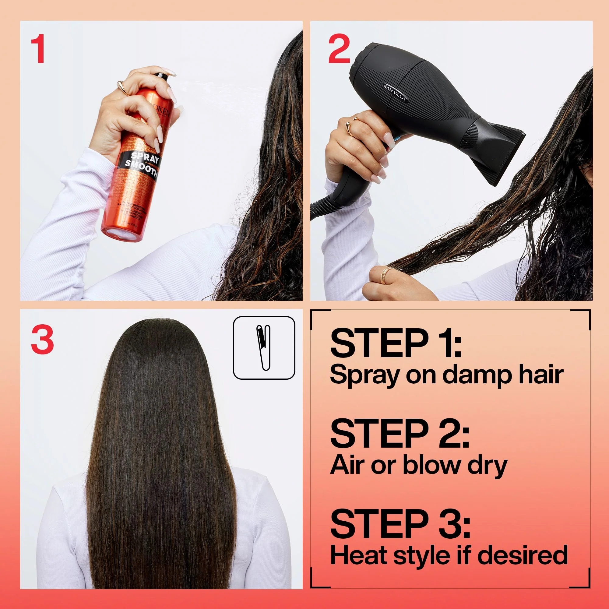 Redken Spray Smooth Anti Frizz Hair Spray | Frizz Control and Heat Protection | Instant Smoother | With Citric Acid | Paraben, Sulfate & Silicone-Free| 2 Oz - Image 5
