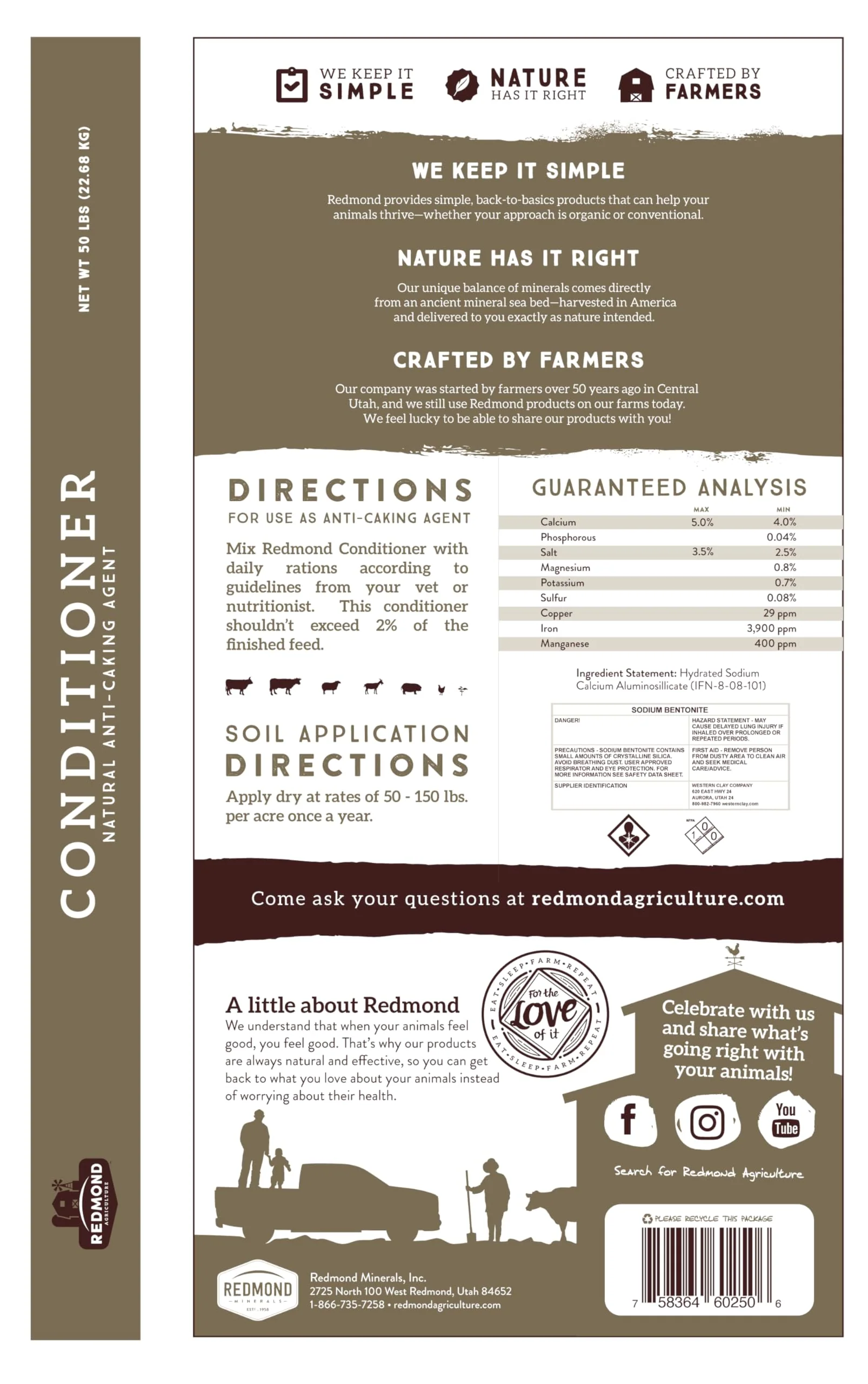 Redmond Natural Livestock Mineral Conditioner, 50 lbs - Image 2