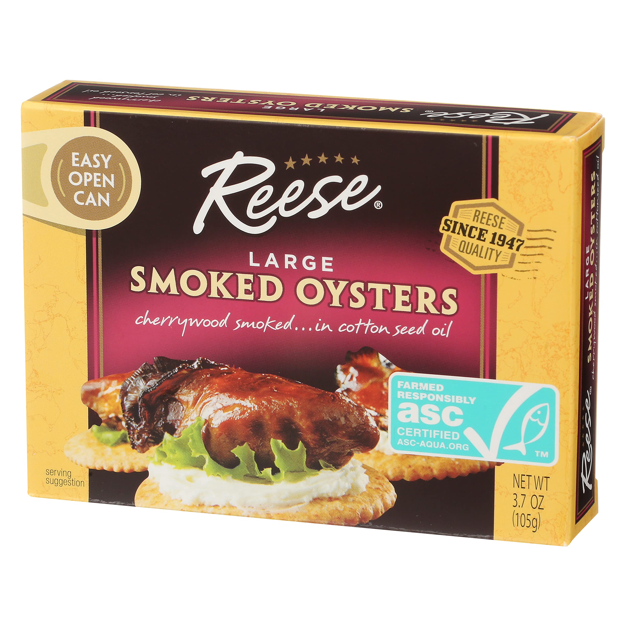 Reese Large Smoked Oysters, 3.7 Ounce (Pack of 10) - Image 2