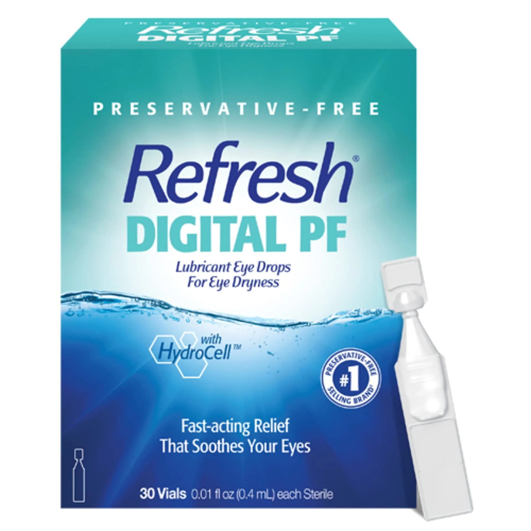 Refresh Digital PF Lubricant Eye Drops For Dry Eyes, Preservative-Free, 0.01 Fl Oz Single-Use Containers, 30 Count