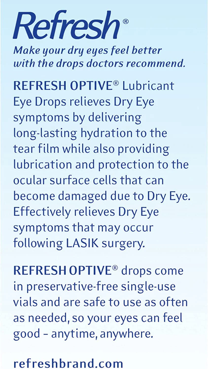 Refresh Optive Lubricant Eye Drops, 30 Single-Use containers Per Box (Pack of 5) - Image 3