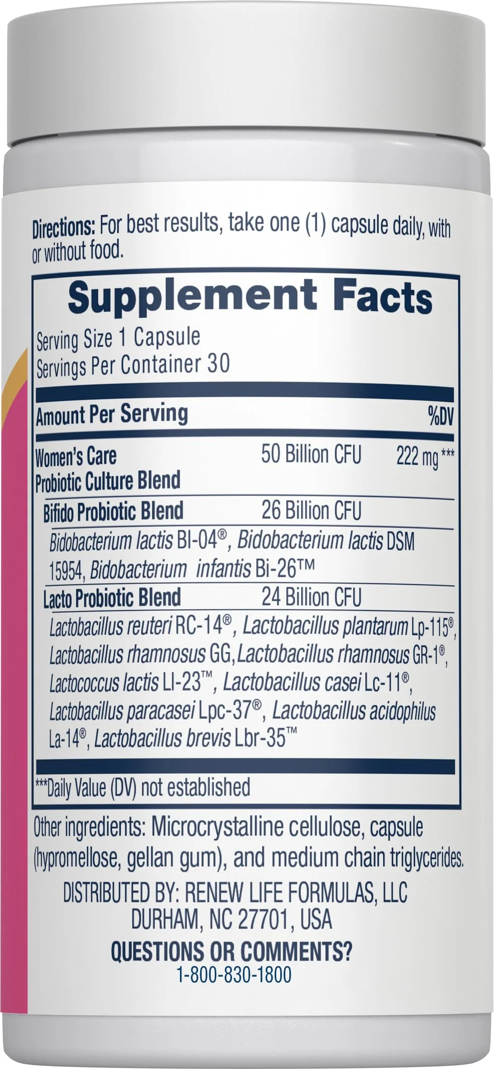 Renew Life Women's Probiotic Capsules, 50 Billion CFU Guaranteed, Supports pH Balance, Vaginal, Urinary, Digestive and Immune Health(2), L. Rhamnosus GG, Dairy, Soy and Gluten-Free, 30 Count - Image 4