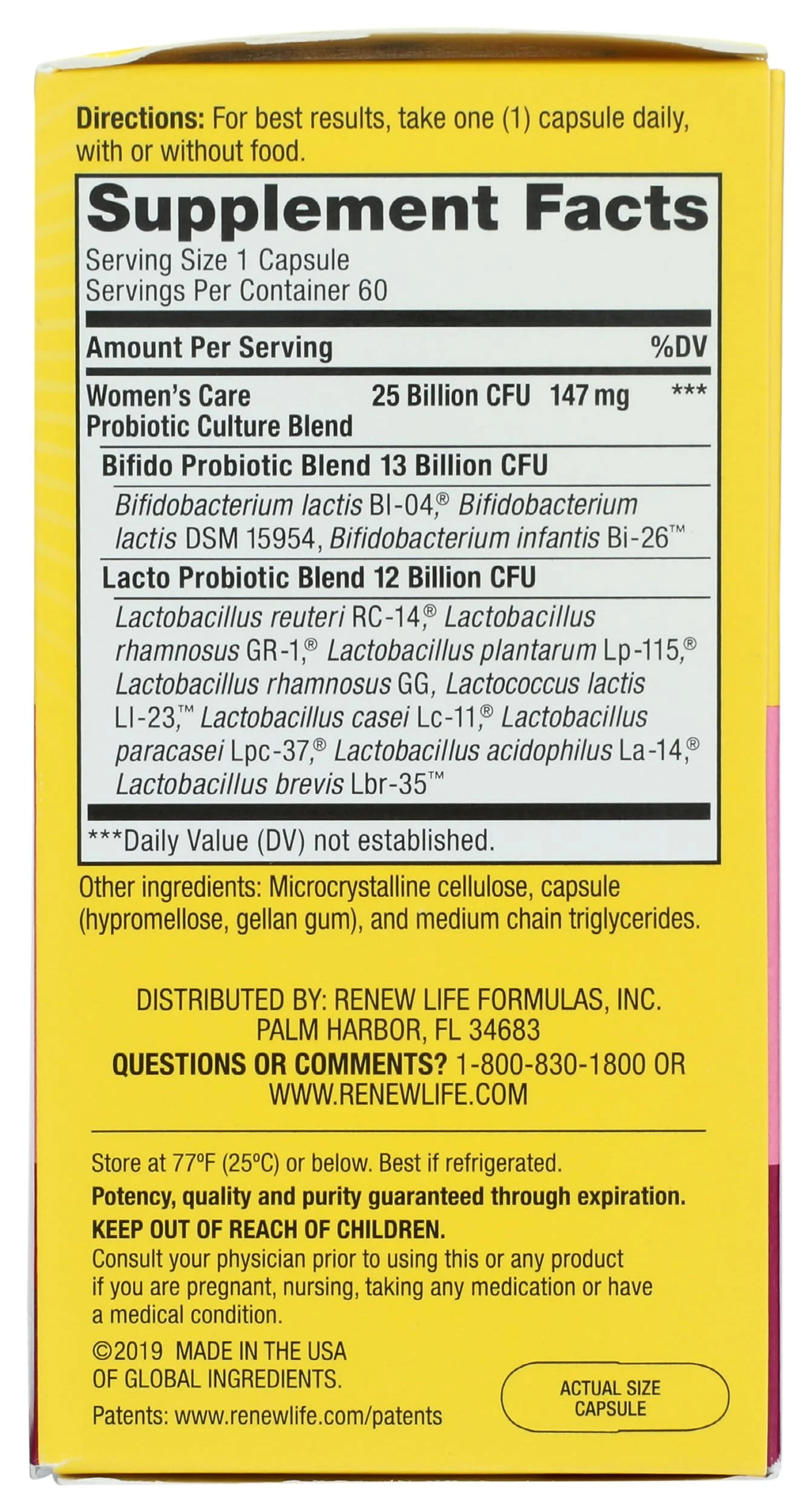 Renew Life Women's Probiotic Capsules, Supports pH Balance for Women, Vaginal, Urinary, Digestive and Immune Health, L. Rhamnosus GG, Dairy, Soy and Gluten-Free, 25 Billion CFU - 60 Ct - Image 3