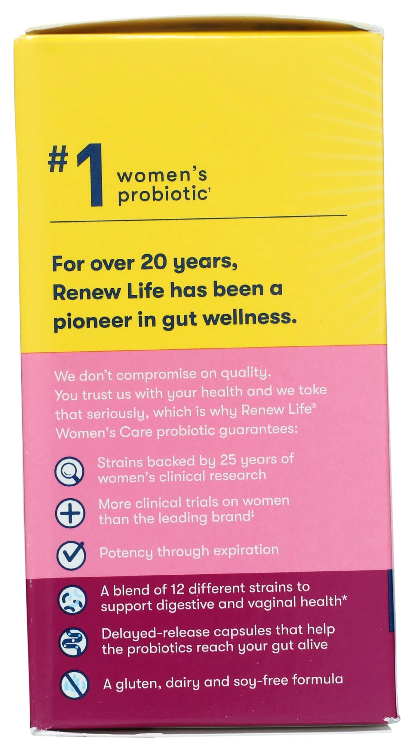 Renew Life Women's Probiotic Capsules, Supports pH Balance for Women, Vaginal, Urinary, Digestive and Immune Health, L. Rhamnosus GG, Dairy, Soy and Gluten-Free, 25 Billion CFU - 60 Ct - Image 4