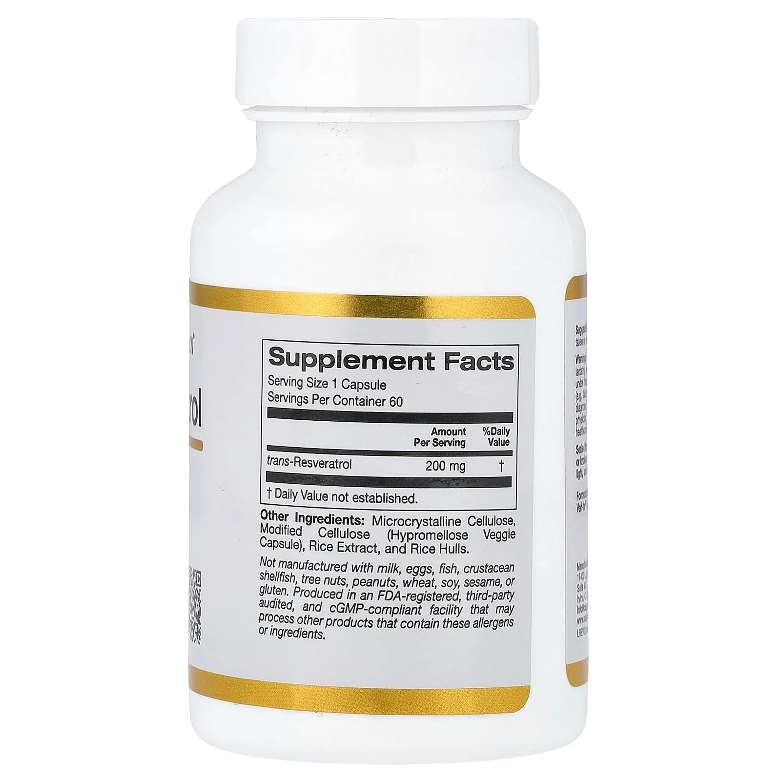 Resveratrol, 98% Pure Trans-Resveratrol, Free of Emodin & PAHs, Italian Sourced, 200 mg, 60 Veggie Capsules - Image 5