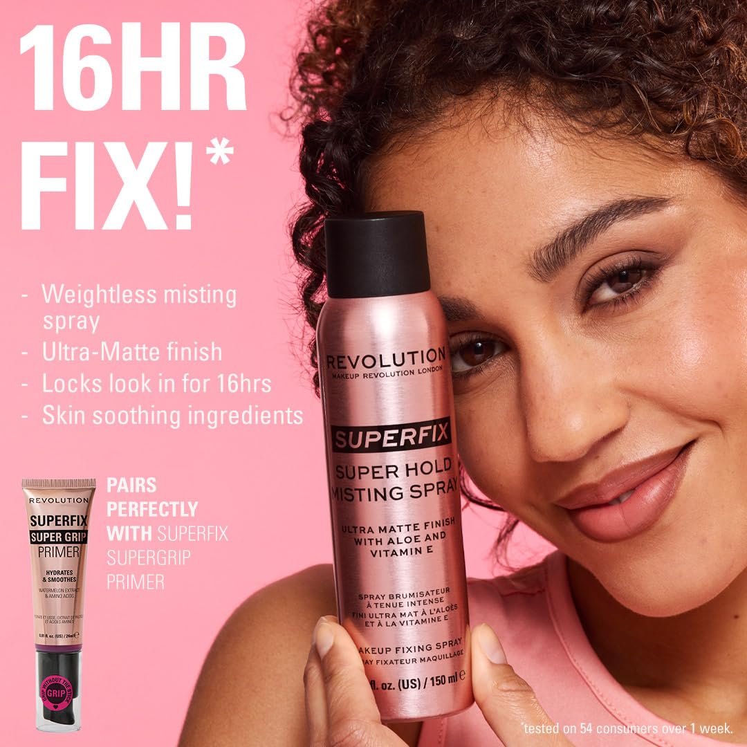 Revolution Beauty London, Superfix Misting Makeup Setting Spray, Ultra Matte & Shine-Free Finish, Long-Lasting Wear, Infused with Vitamin E, 5 fl oz - Image 5