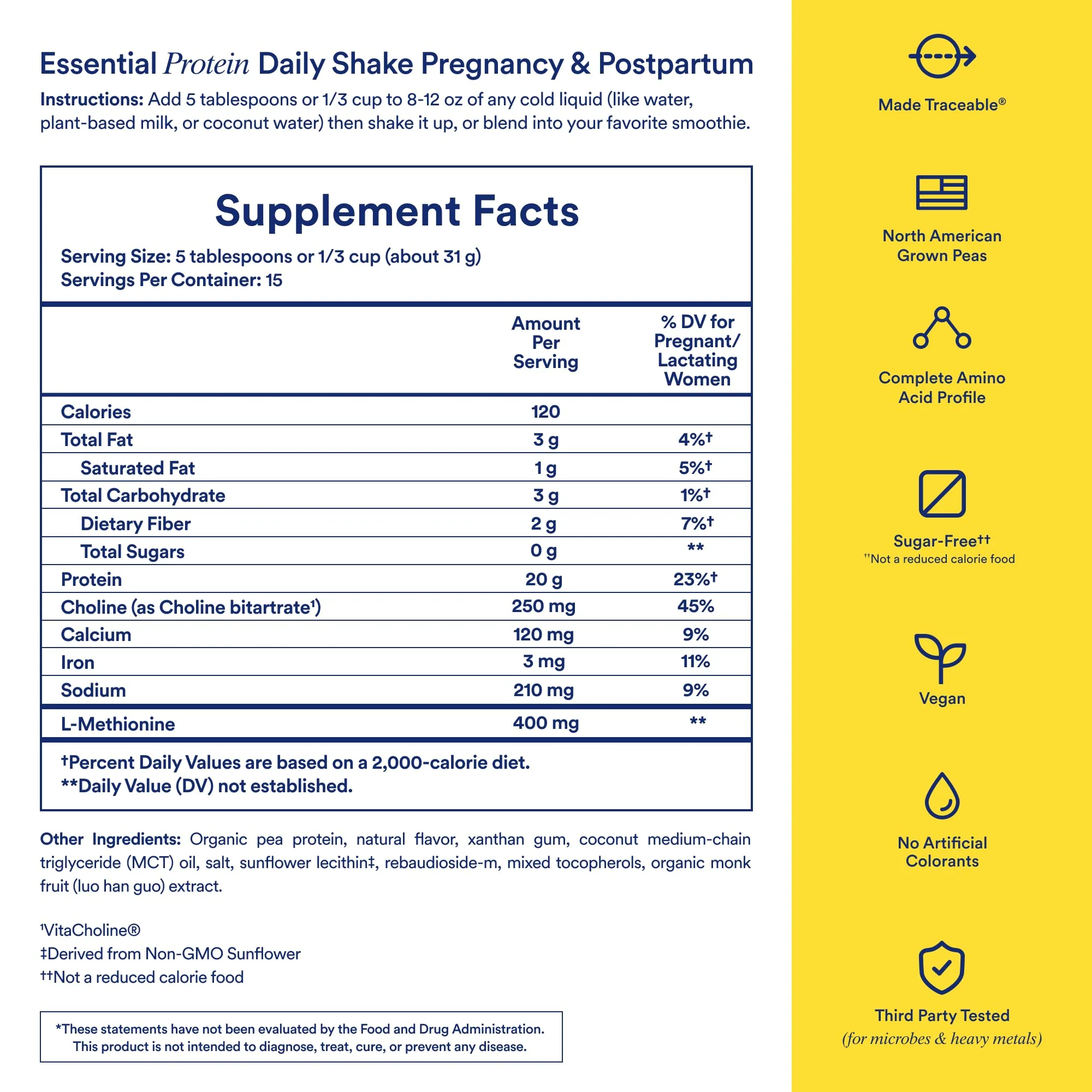 Ritual Prenatal Vegan Protein Powder - 20g Pea Protein and Choline to Support Pregnancy, Postpartum, Lactation and Lean Muscle* - Tested for Heavy Metals - Sugar Free** - Non-GMO - Vanilla - 1 Lbs - Image 6