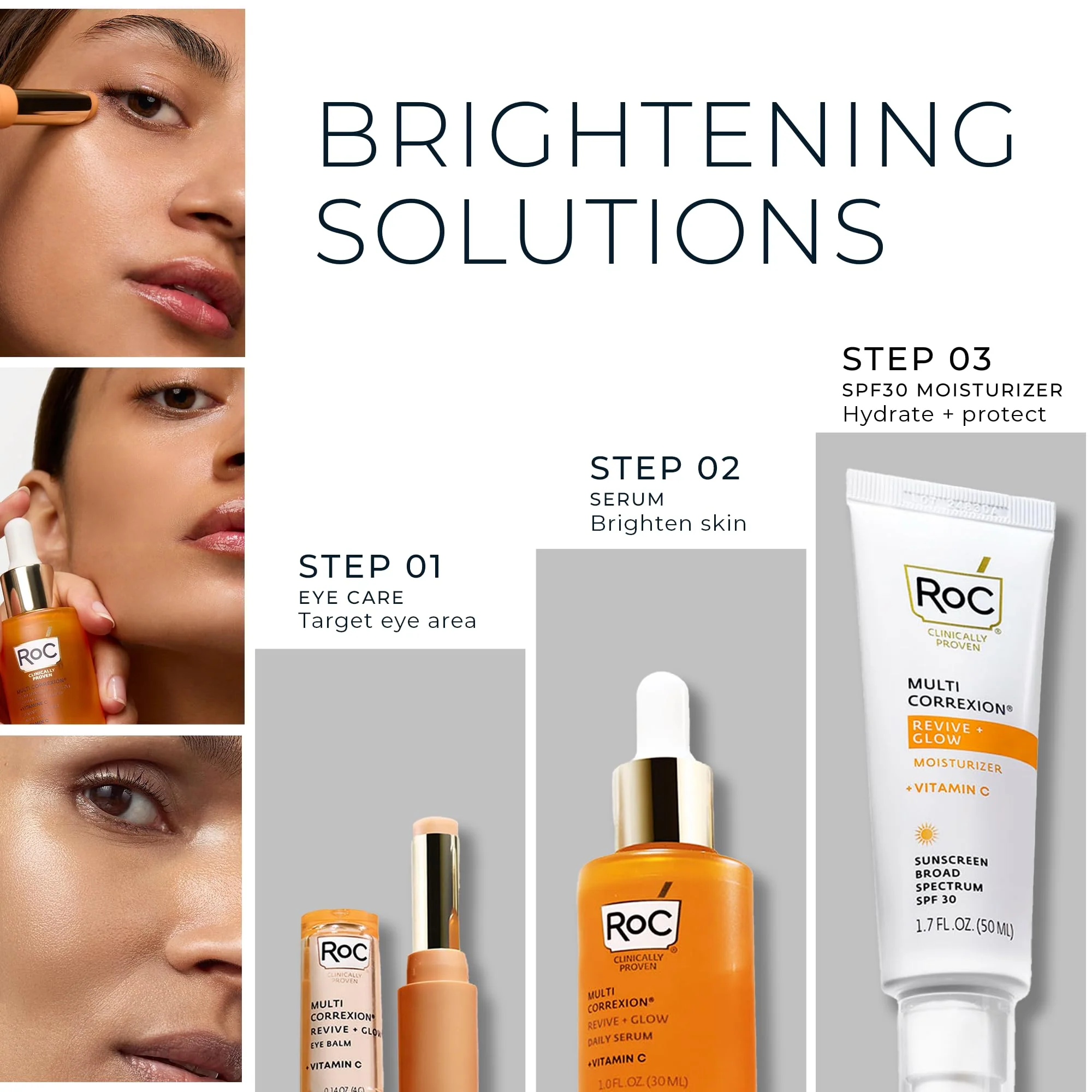 RoC Multi Correxion Revive + Glow Eye Balm with Vitamin C (0.14 oz) + Retinol Eye Cream Packette - Image 3