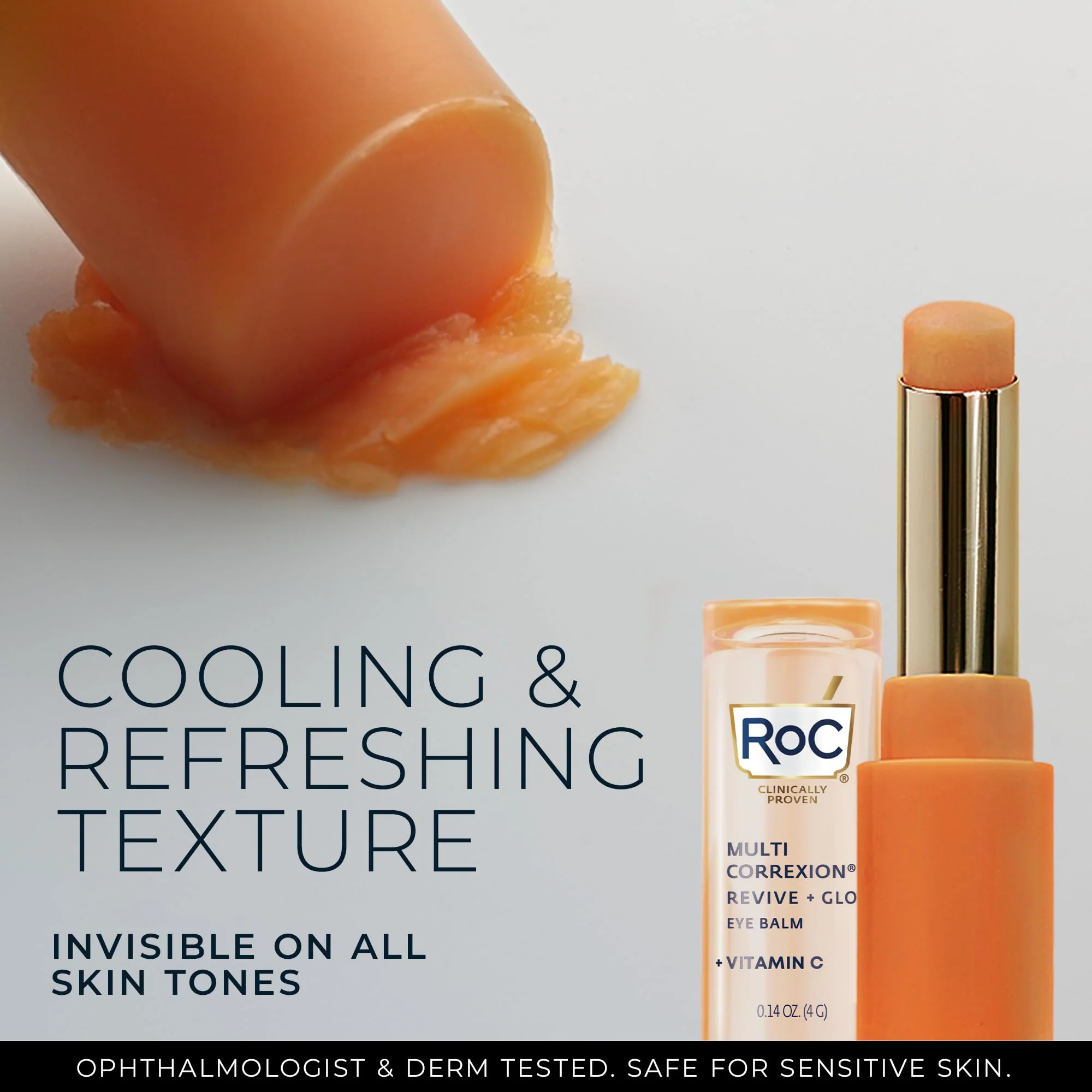 RoC Multi Correxion Revive + Glow Eye Balm with Vitamin C (0.14 oz) + Retinol Eye Cream Packette - Image 4