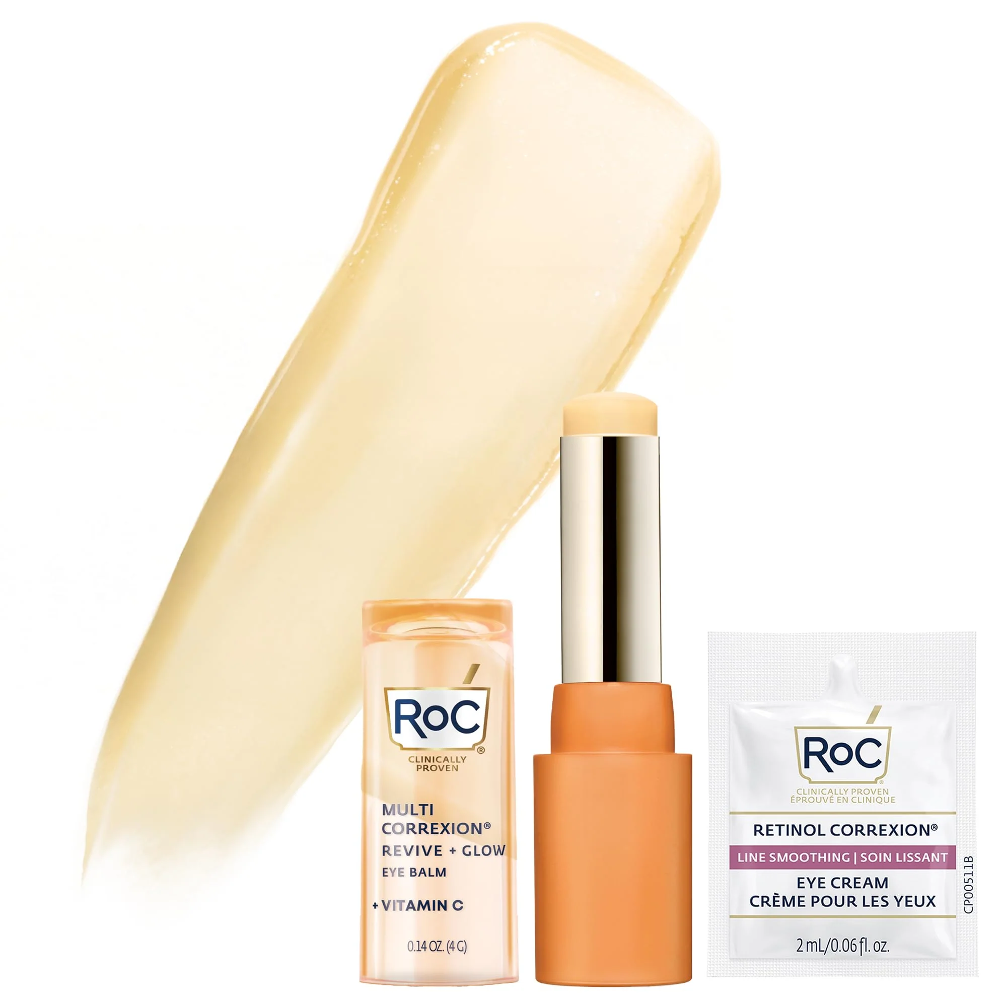 RoC Multi Correxion Revive + Glow Eye Balm with Vitamin C (0.14 oz) + Retinol Eye Cream Packette - Image 9