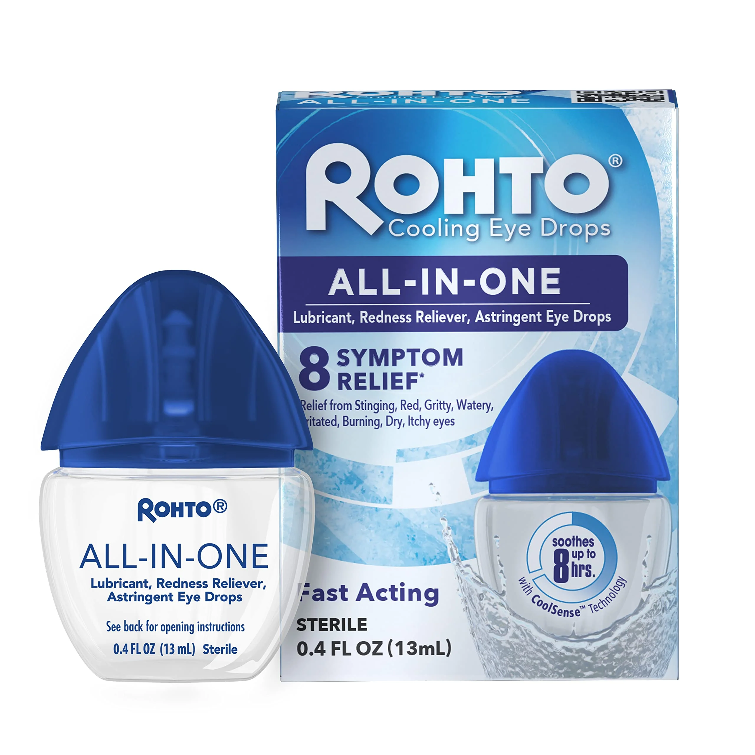 Rohto All-in-One Multi-Symptom Eye Drops, CoolSense™ Technology Relieves Irritation from Red, Dry, Itchy, Burning, Gritty, and Watery Eyes, 0.4 fl oz, 3 Count - Image 2