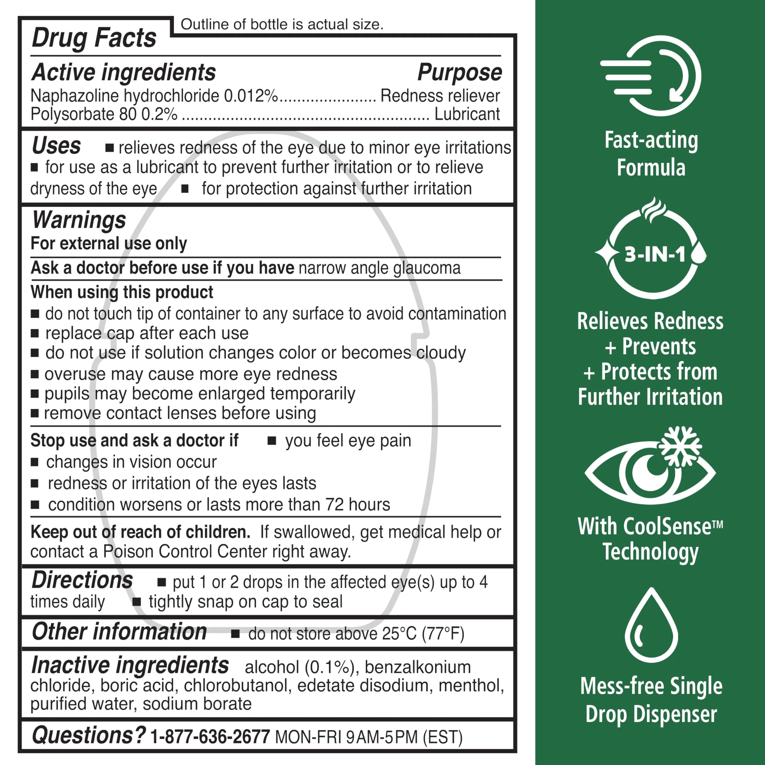 Rohto Cool Relief, Redness Reliever Lubricant Eye Drops, Relieves Redness, Prevents and Protects Further Irritation, Cools and Soothes Red, Dry, Itchy Eyes, Fast-Acting Formula, 0.4 fl oz (Pack of 3) - Image 7