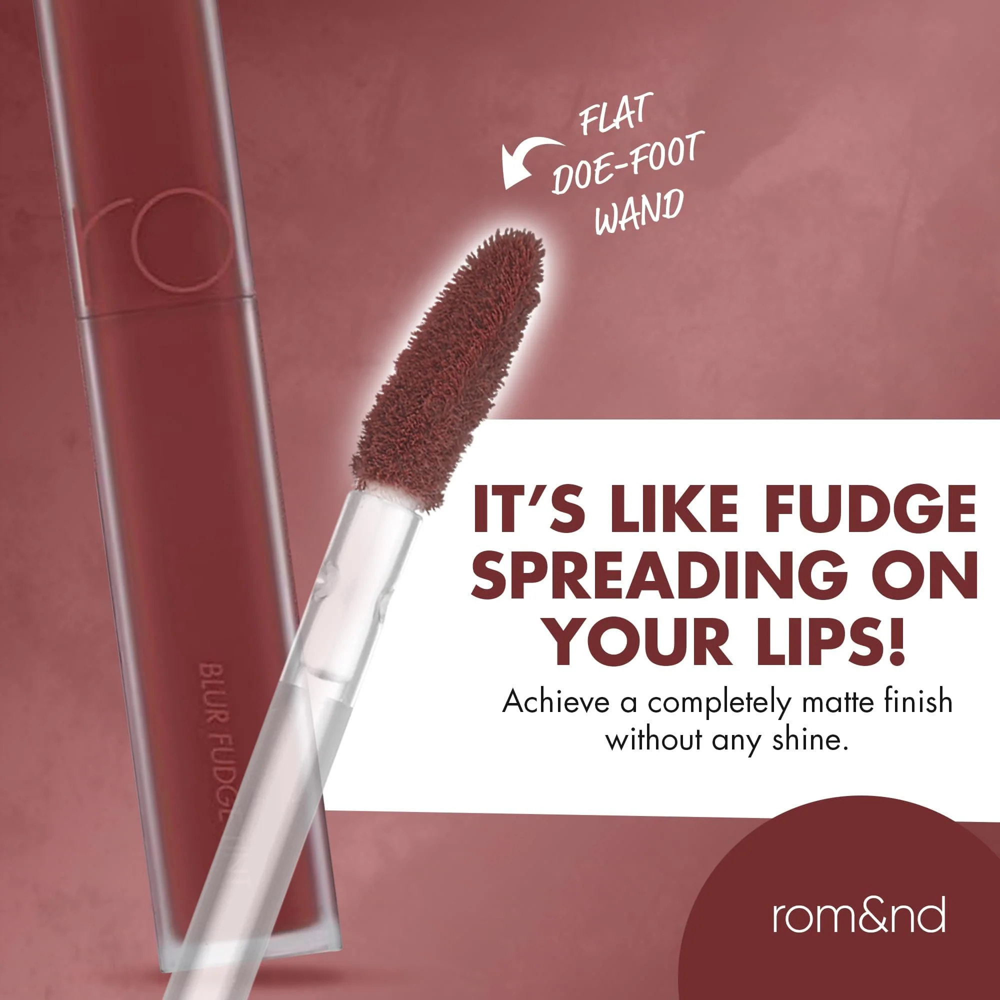 rom&nd Blur Fudge Tint 04 Radwood | Velvety Soft Matte K-Beauty Lip Stain | Non-Drying, Long-Lasting, Effortless Blurred Effect | Deep Burgundy Red for All Skin Tones - Image 4