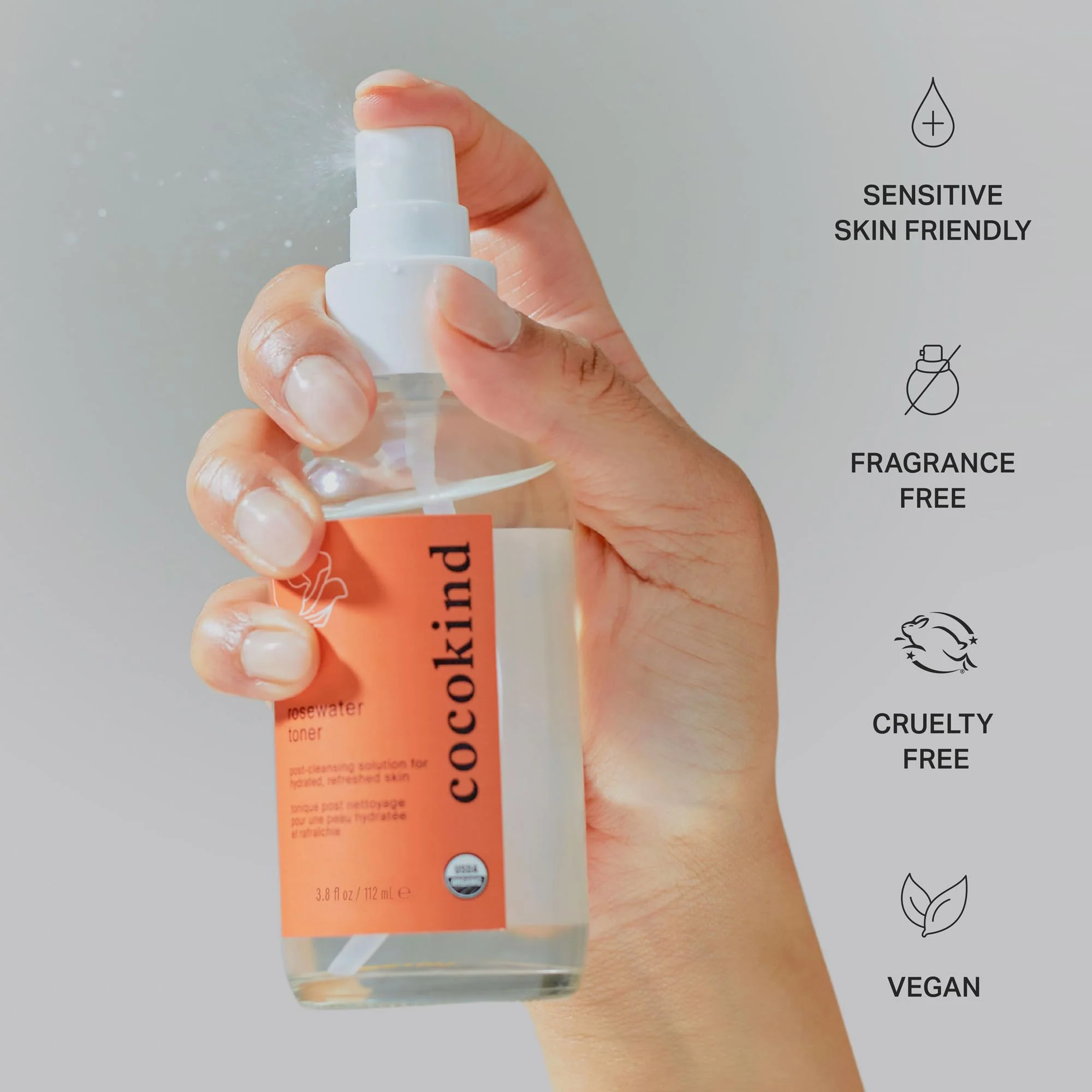 Rosewater Facial Toner by Cocokind, Multipurpose Spray to Set Makeup, Double Cleanse, and Balance Skins pH, Made with Rose Hydrosol, 4 Fl Oz - Image 3