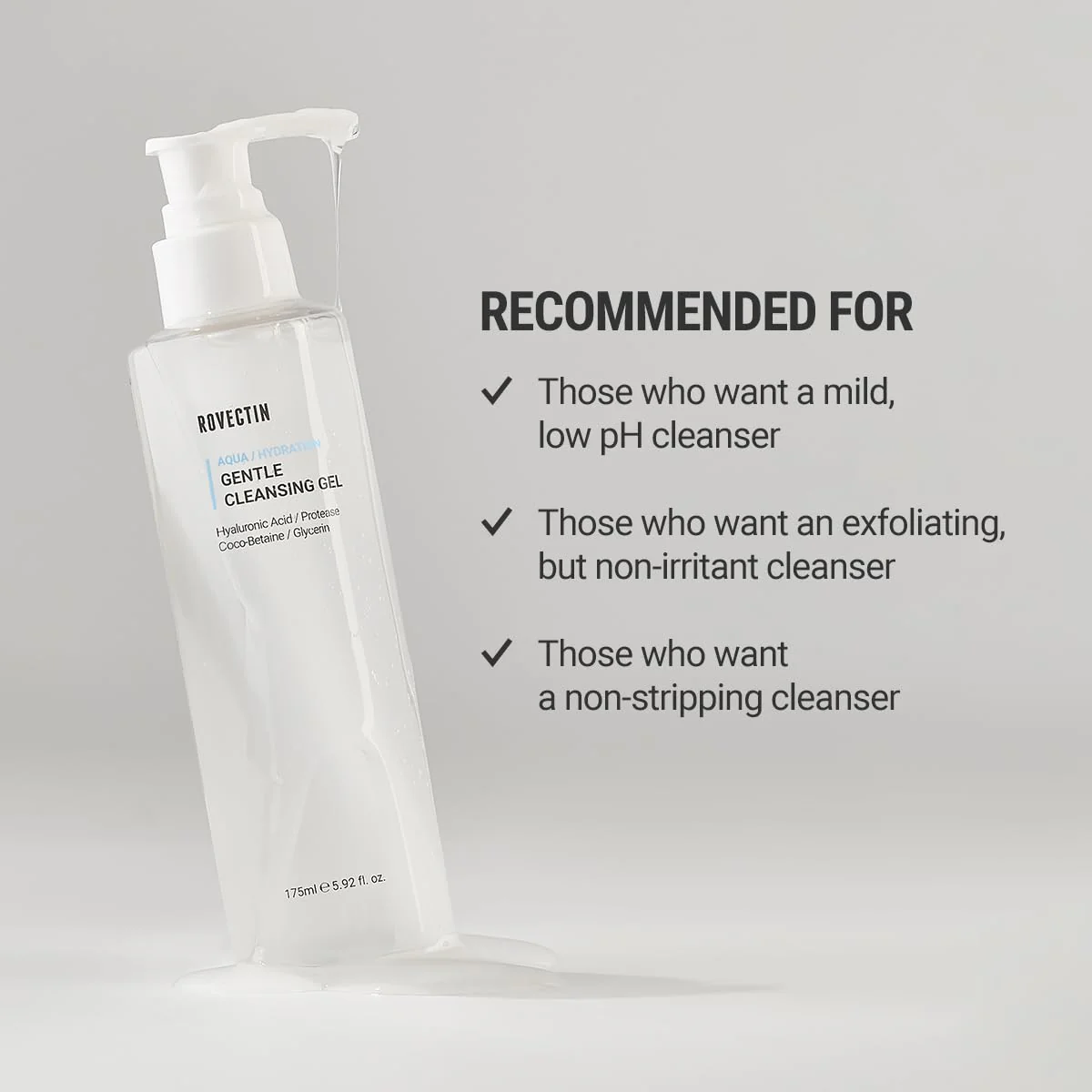 ROVECTIN Aqua Cleansing Gel (Conditioning Cleanser) Hydrating pH Balanced Facial Wash for Sensitive, Dry Skin | No Stripping, Fragrance-Free | Vegan, Korean Skincare (5.9 fl. oz) - Image 6