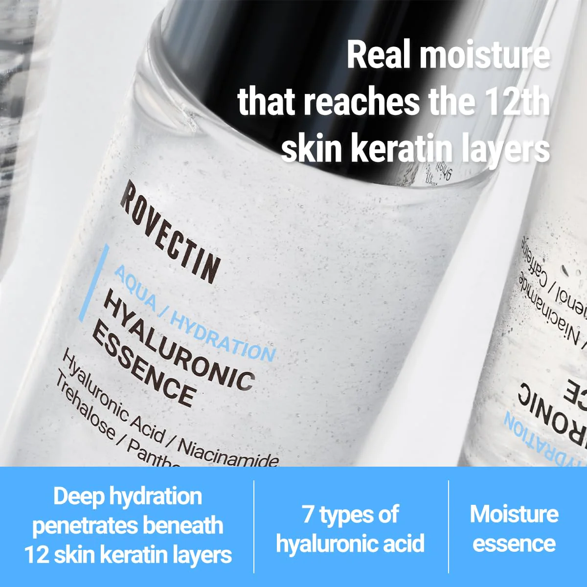 ROVECTIN Aqua Hyaluronic Essence – Hydrating Essence Toner with 7-Layer Hyaluronic Acid Complex & Niacinamide for Deep Moisturizing, Plumping, and Soothing | Vegan Korean Skincare (3.38 fl oz) - Image 9