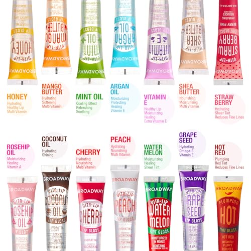 Ruby Kisses Broadway Vita-Lip Clear Lip Gloss (5 Pack Mint, Rosehip, Coconut, Argan Oil, Mango Butter), Ultra-Hydrating & Soothing Formula with Vitamin Oils, High-Shine Non-Sticky Finish Lip Balm - Image 2