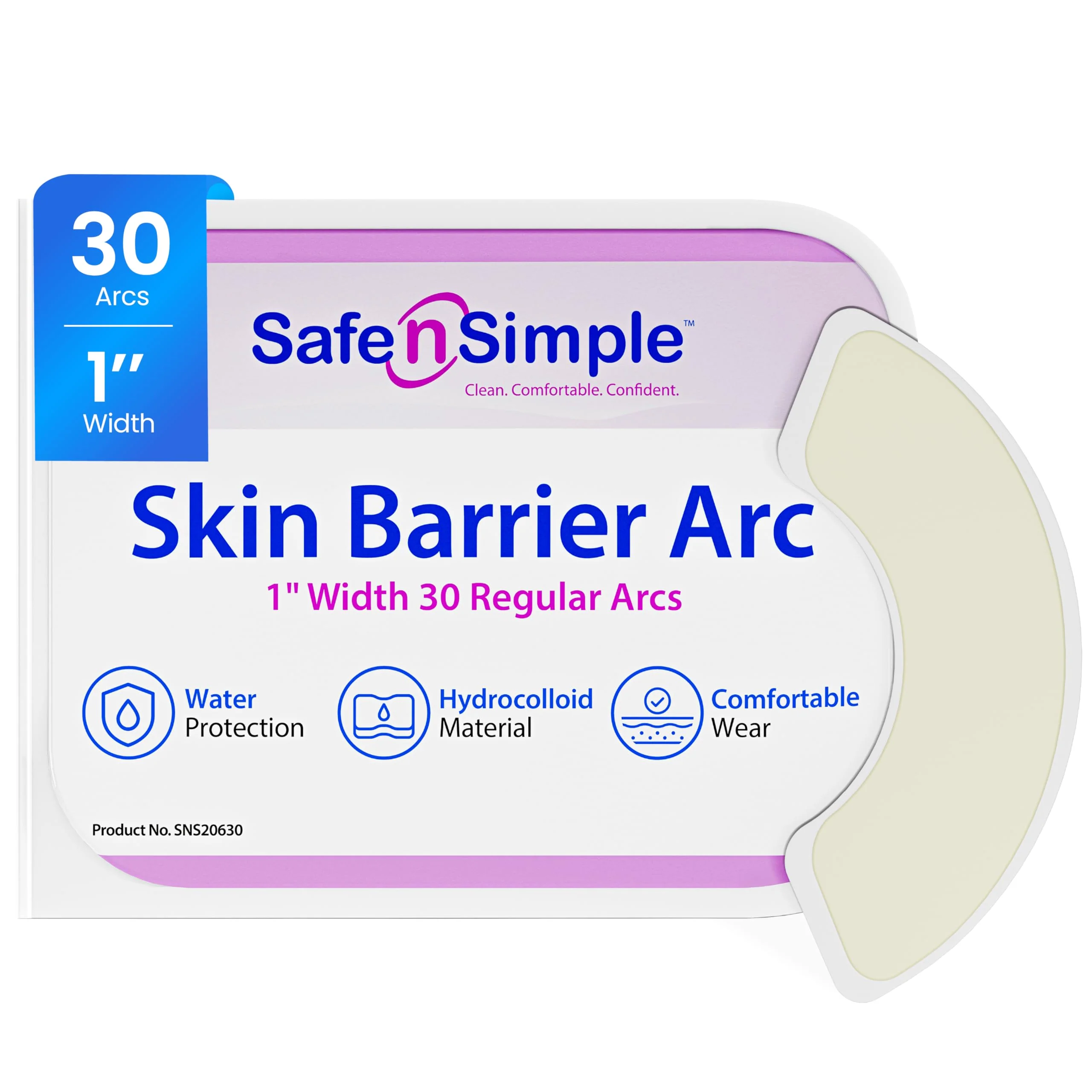 Safe n' Simple Elastic Hydrocolloid Ostomy Barrier Strips - 1" 30 Count - Waterproof Leak-Free Medical Grade Adhesive Skin Barrier Strips for Colostomy Ileostomy Urostomy Bag, Ostomy Supplies