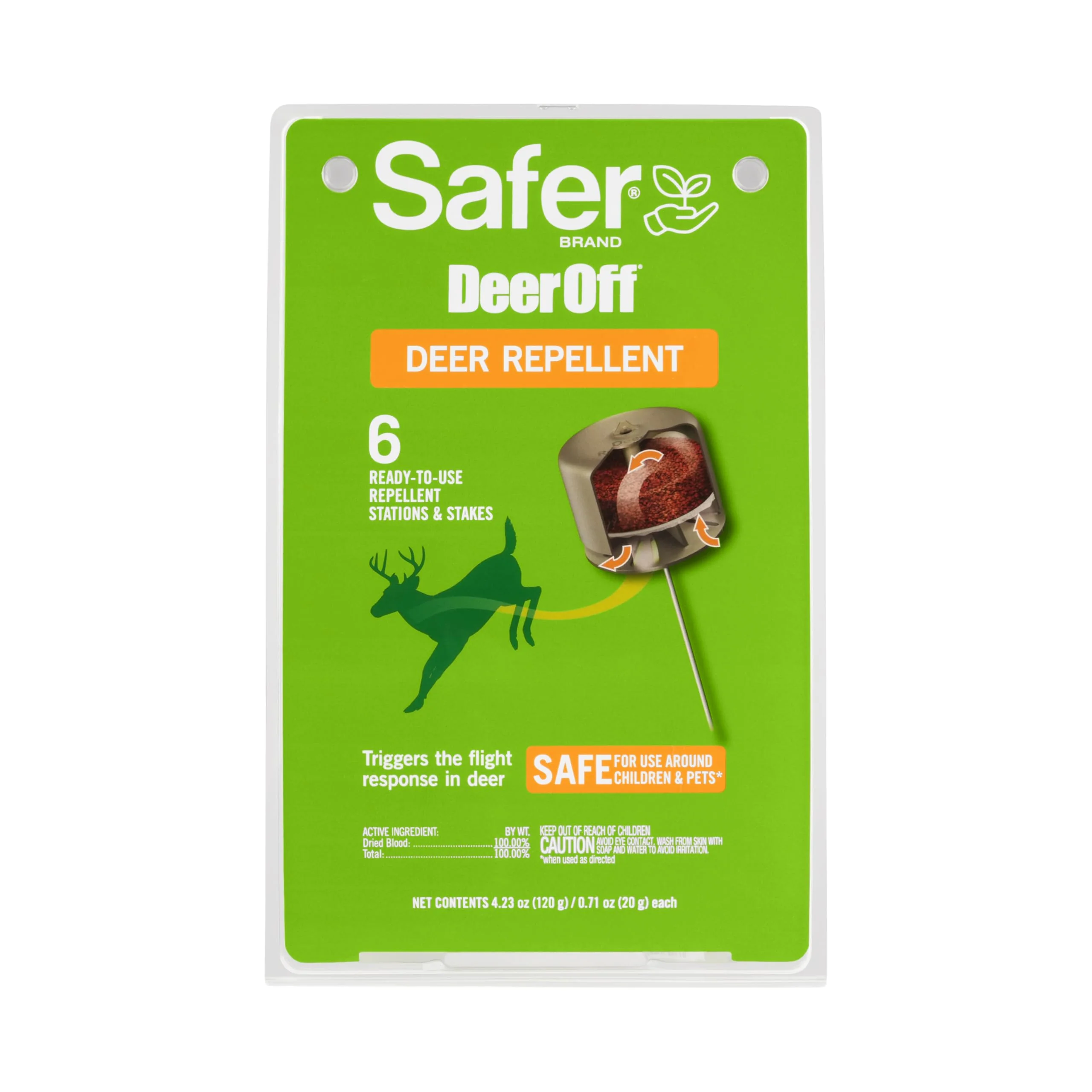 Safer Brand Deer-Off Deer Repellent Stations - 6 Waterproof Repelling Stakes for Gardens and Lawns - All Season Protection - 5962 - 6 Pack