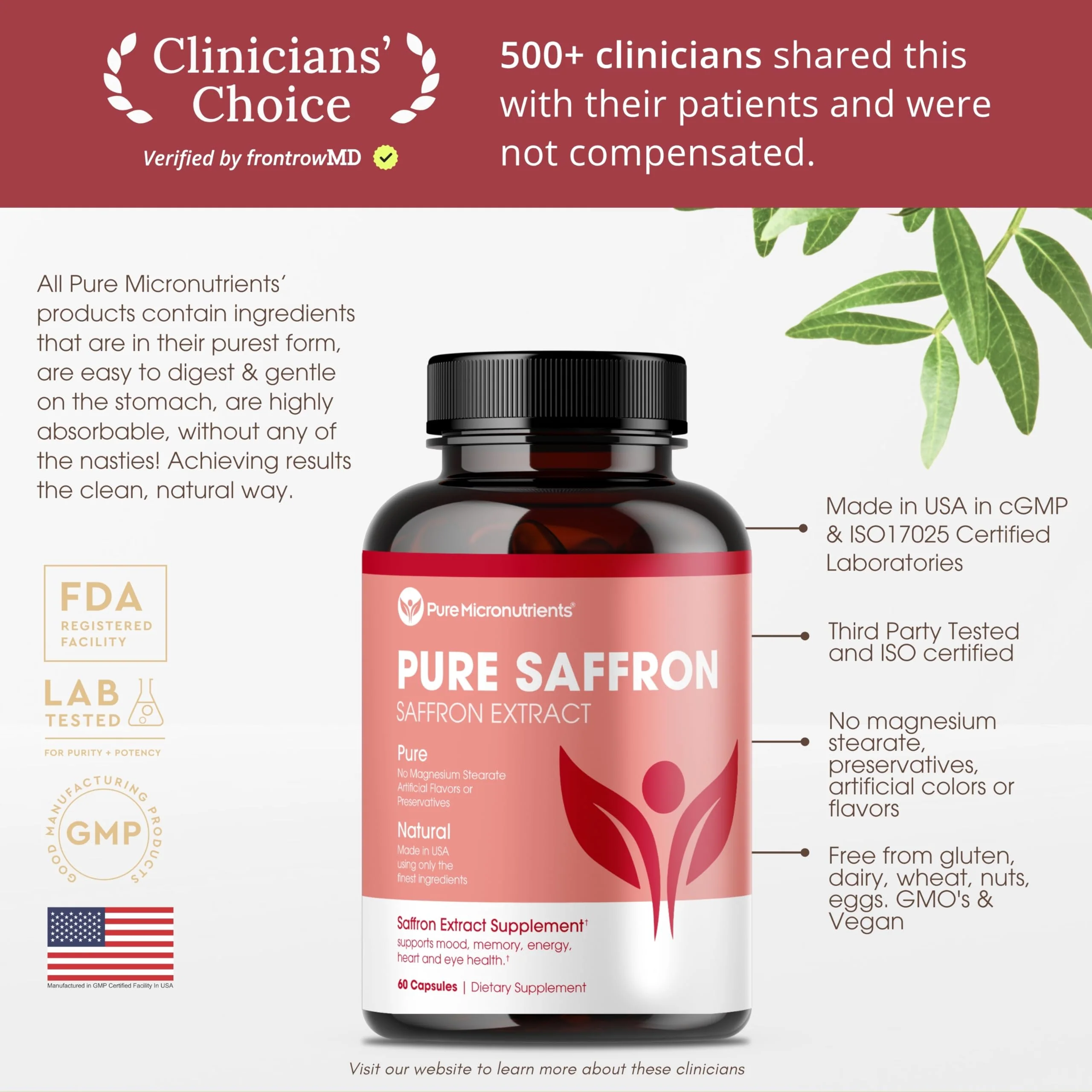 Saffron Supplements - 100% Pure Saffron Extract Capsules - Boost Energy & Mood, Support Eye & Heart Health - Image 9