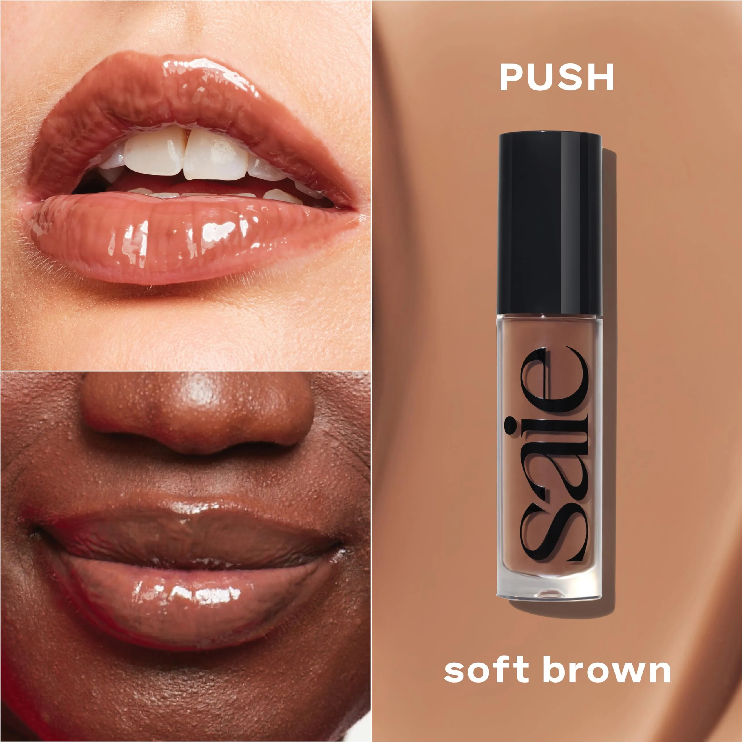 Saie Glossybounce - Hydrating Lip Gloss and Tinted Lip Oil Hybrid with Hyaluronic Acid & Jojoba Oil for Non-Sticky, Ultra-Shiny, Plump & Soft Lips - Everyday Makeup Essential - Push (.17 oz) - Image 7