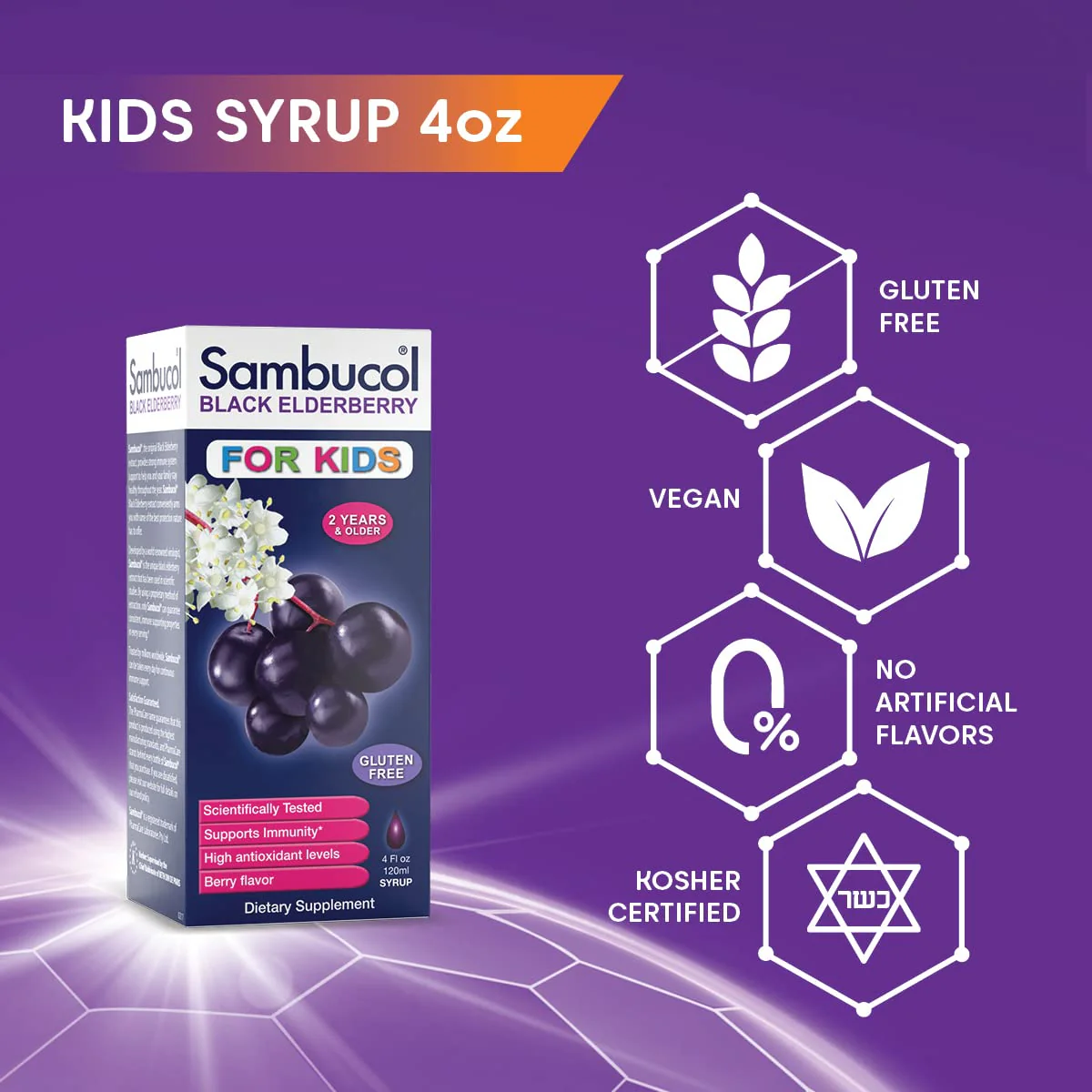 Sambucol Black Elderberry Syrup for Kids - Elderberry Liquid with Vitamin C for Kids No Artificial Flavors, High Antioxidants, Daily Wellness Support, Berry Flavored - 4 Fl Oz - Image 3