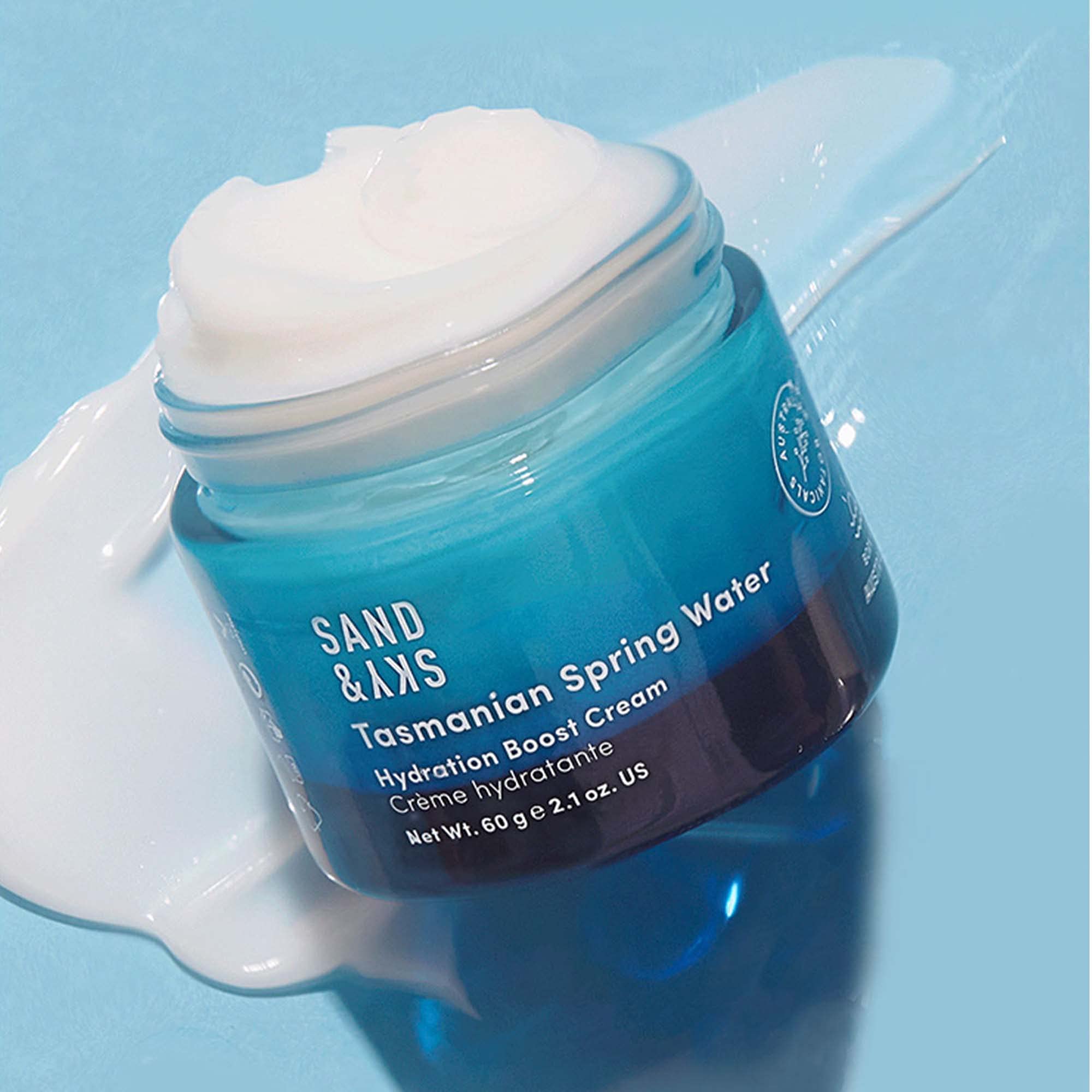 Sand & Sky Face Moisturizer Hyaluronic Acid Gel Cream - Tasmanian Spring Water Hydration Boost, Lightweight Water Cream for Dry Skin, Red Algae Skin Barrier Protection, Australian Skincare, 1.7 oz - Image 8