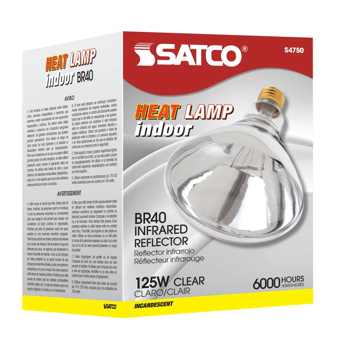 Satco S4750 Medium Bulb in Light Finish, 6.50 inches, 1 Pack, Clear Heat - Image 6