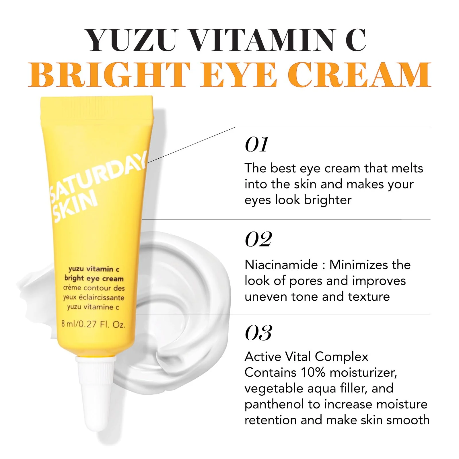 Saturday Skin 3-Piece Skin Care Set Yuzu Vitamin C Sleep Mask Yuzu Vitamin C Bright Toner and Eye Cream Overnight Facial Masks Korean Beauty Best Vitamin C Skincare Set - Image 3