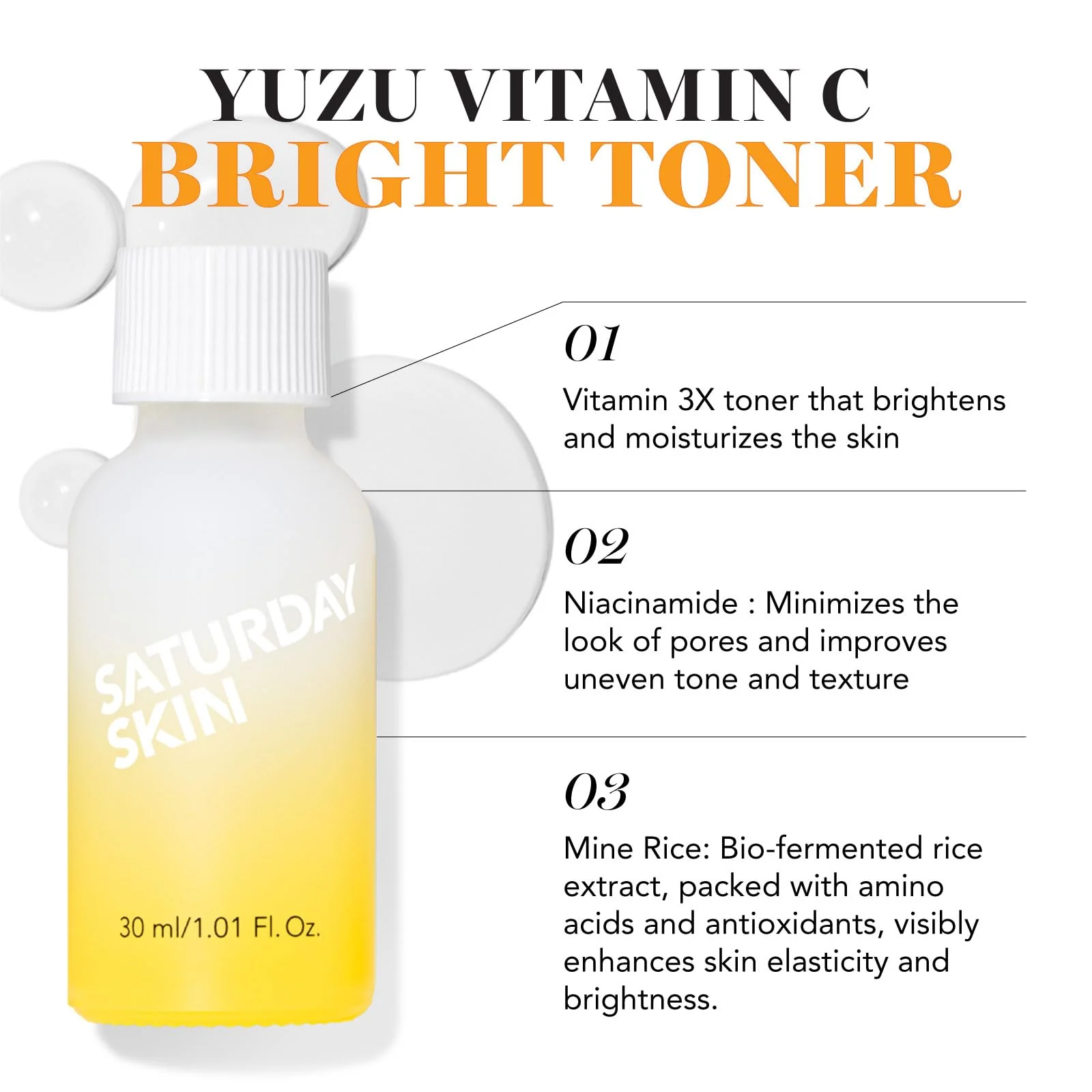 Saturday Skin 3-Piece Skin Care Set Yuzu Vitamin C Sleep Mask Yuzu Vitamin C Bright Toner and Eye Cream Overnight Facial Masks Korean Beauty Best Vitamin C Skincare Set - Image 4