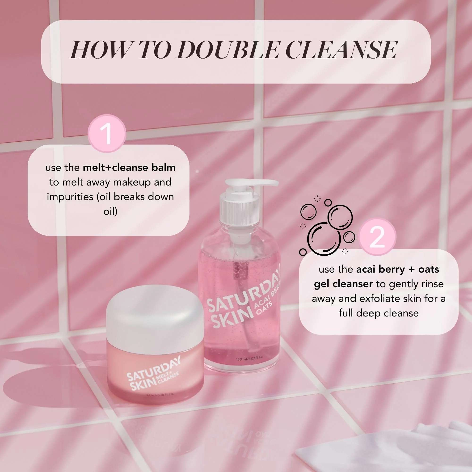 Saturday Skin Hydrating Gentle Facial Gel Cleanser Makeup Remover Sensitive Skin Face Wash Antioxidant Vitamin Brightening Smoothing | Korean Skin Care CICA Acai Berry Oats - Image 8