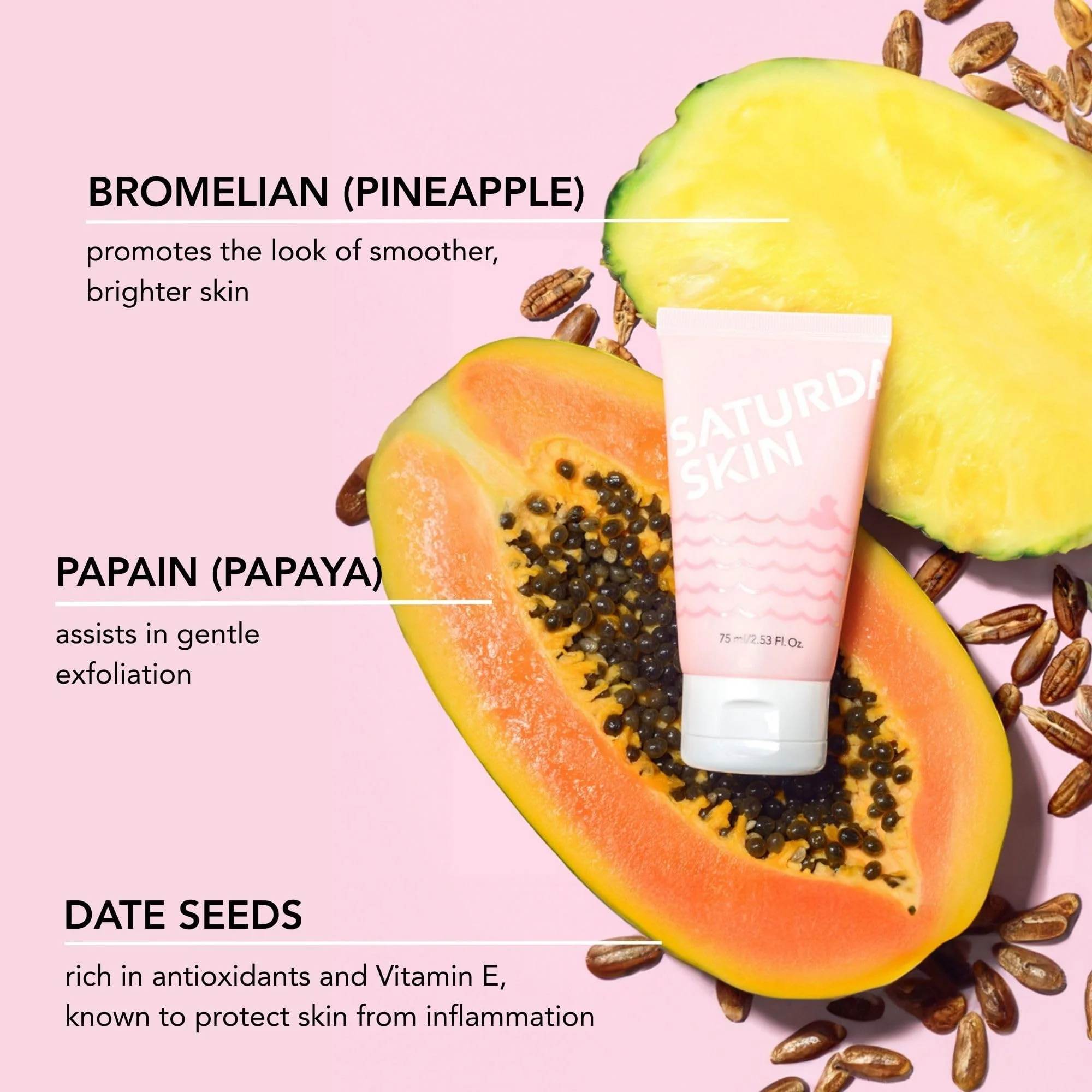 Saturday Skin Rub-A-Dub Refining Peel Gel – Exfoliating Face Wash & Exfoliating Peel Gel, Fruit Enzyme Exfoliator Facial Enzyme Scrub, Dead Skin Remover for Face,Korean Skincare (2.53 Fl Oz / 75ml) - Image 2