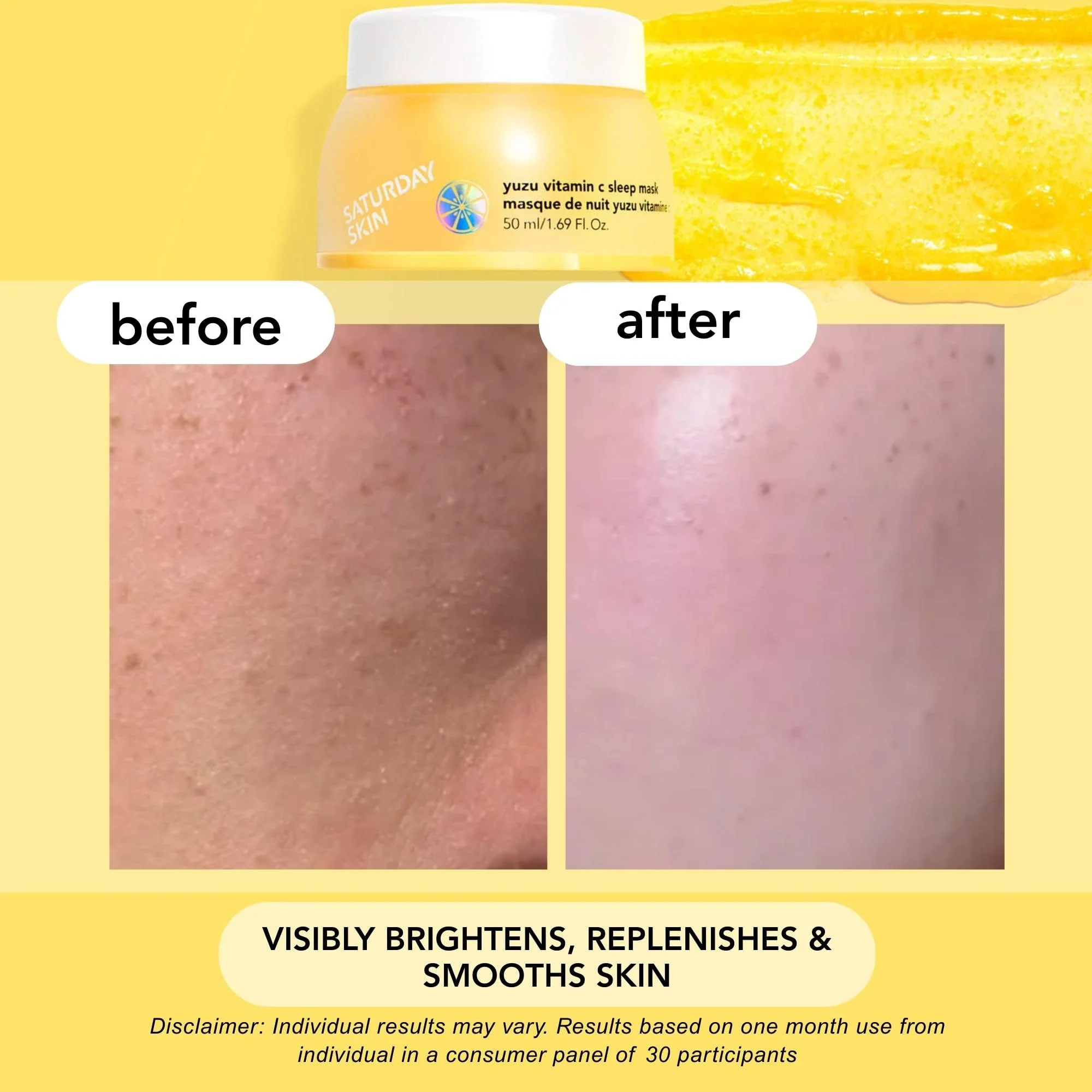 Saturday Skin Yuzu Vitamin C Overnight Sleep Mask Regenerist Retinol Ultra Rich Face Moisturizer Cream Smooth Skin and Reduce Wrinkles Ideal for All Skin Types - Image 5