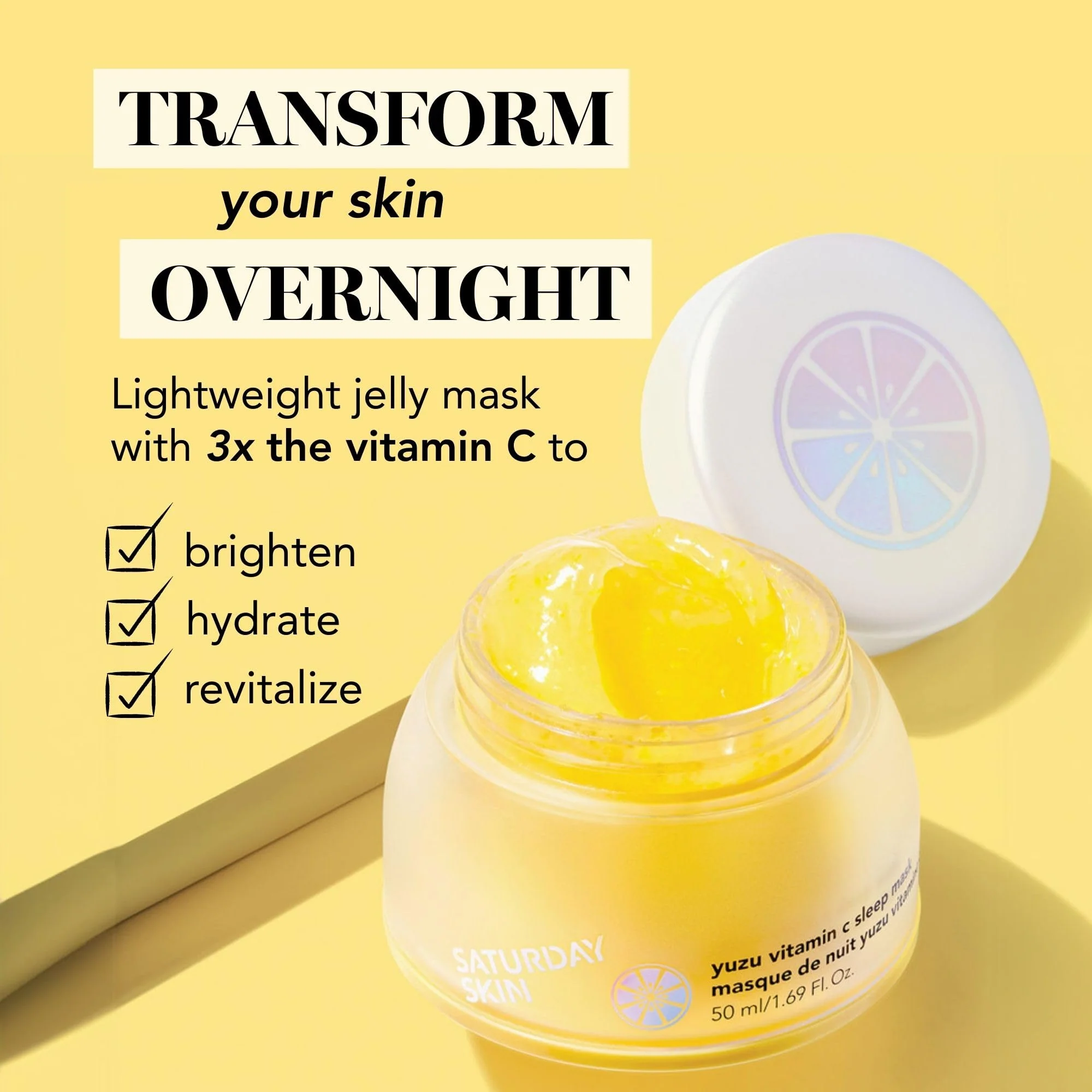 Saturday Skin Yuzu Vitamin C Overnight Sleep Mask Regenerist Retinol Ultra Rich Face Moisturizer Cream Smooth Skin and Reduce Wrinkles Ideal for All Skin Types - Image 8