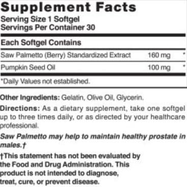 Saw Palmetto 160 mg 30 Sgels - Image 2