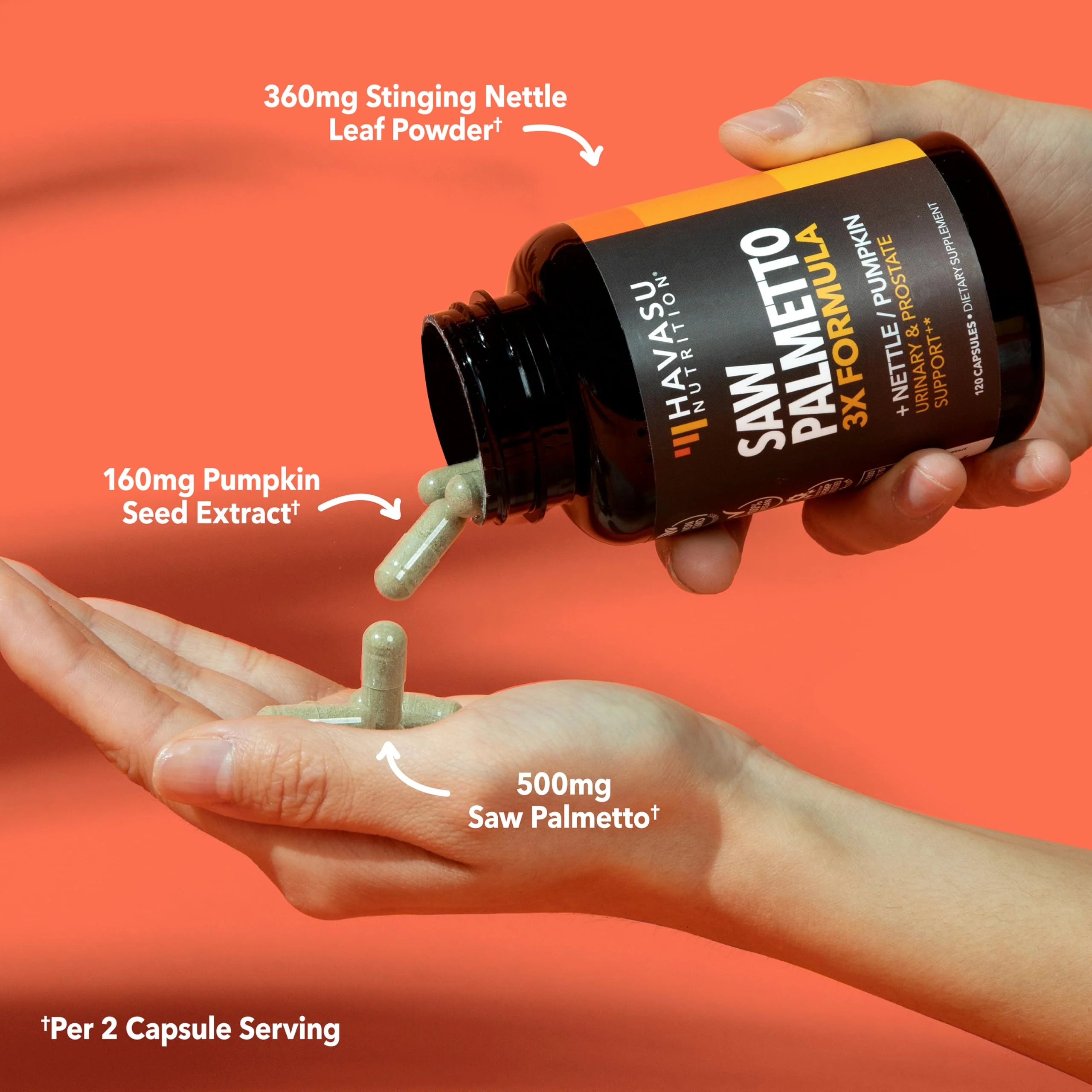 Saw Palmetto Supplement with Stinging Nettle and Pumpkin Seed Extract - Advanced 3X Formula - DHT Blocker Urinary Health and Prostate Support for Mens Health - Vegan, Non-GMO Capsules - 2 Month Supply - Image 6