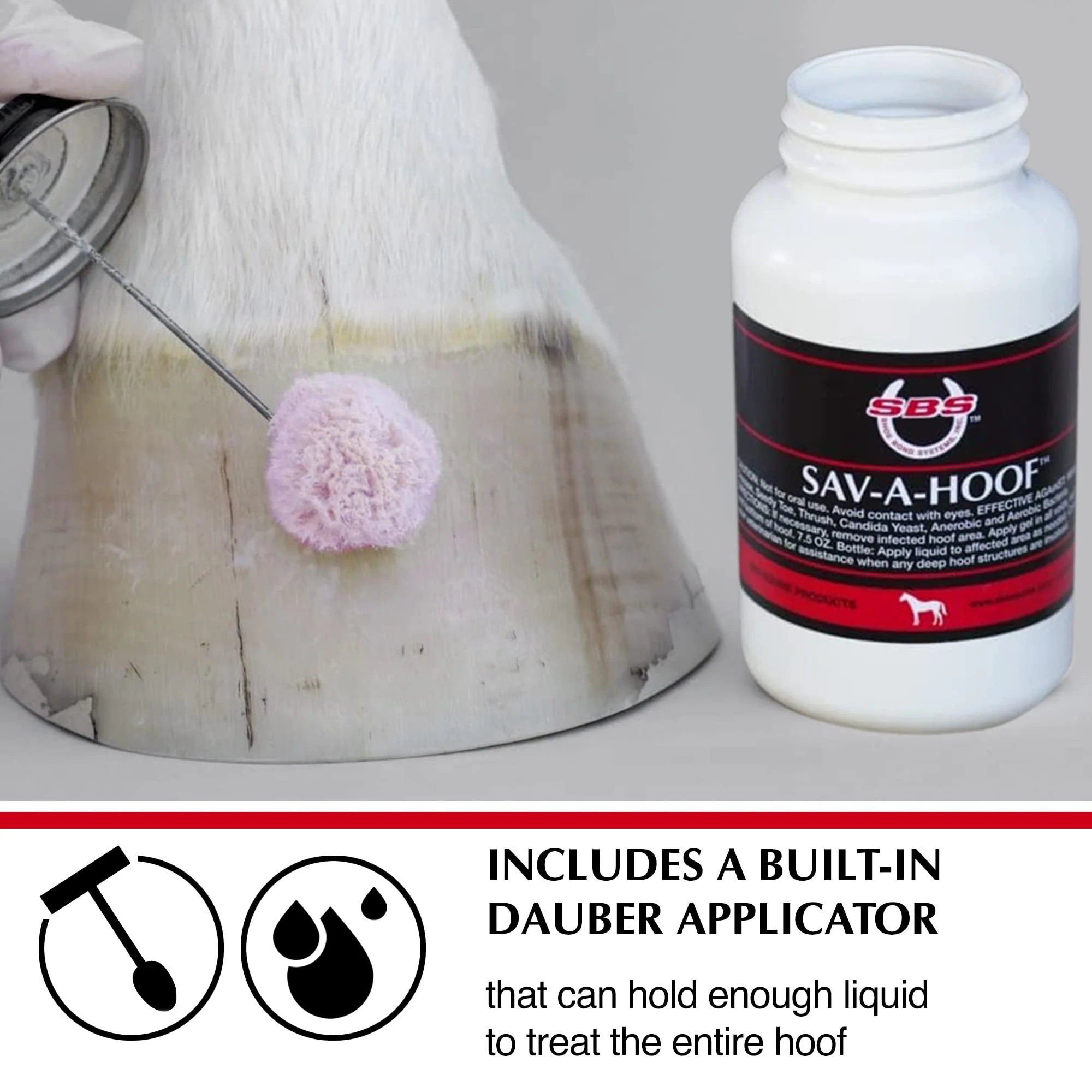 SBS Equine Treatment Against Hoof Illness in Horses | Built-in Dauber Applicator | Treat Entire Hoof (7.5 Fluid Oz) - Image 4