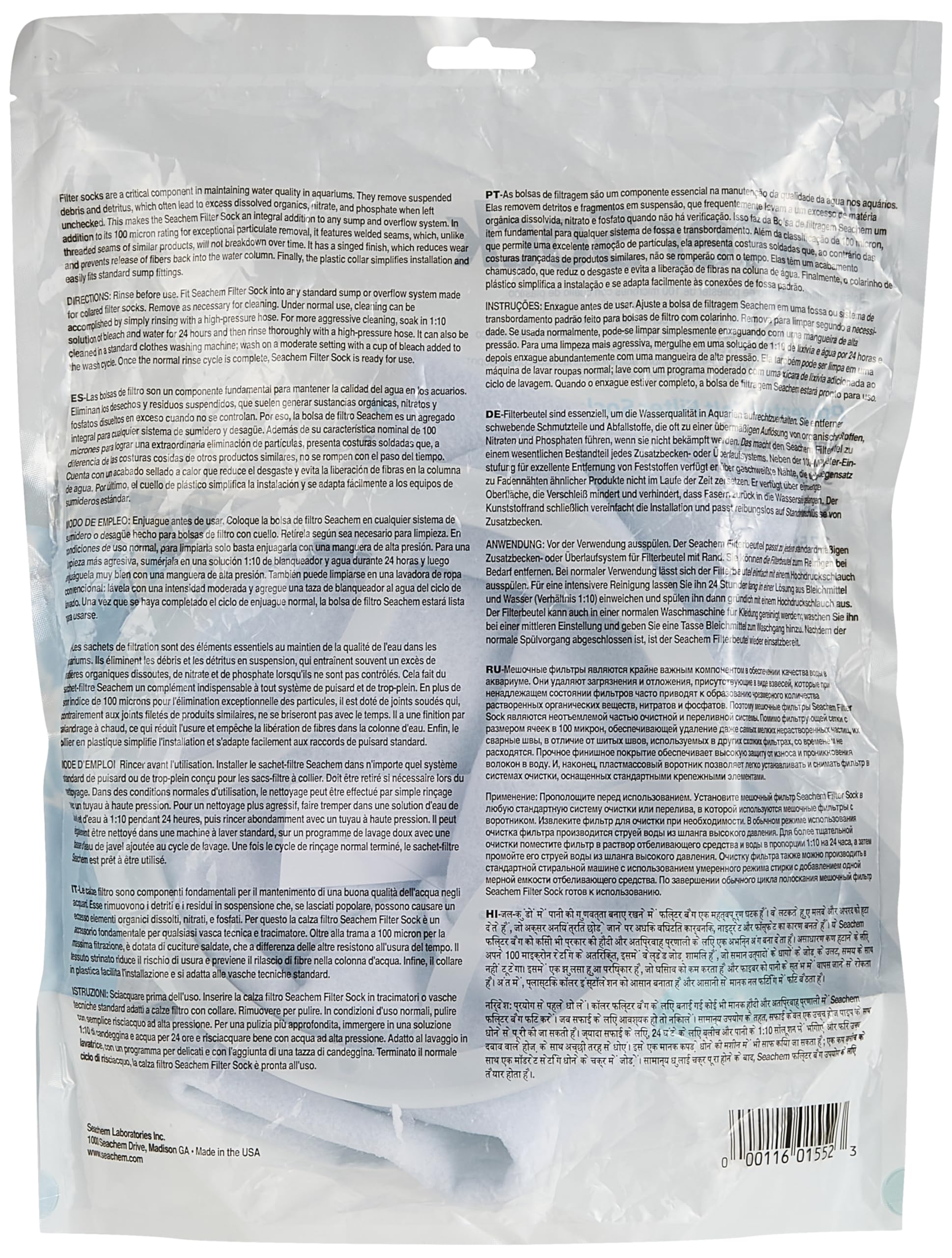 Seachem Laboratories 1552 Filter Sock (100 Micron) 17.5 x 40.5 cm, White - Image 4