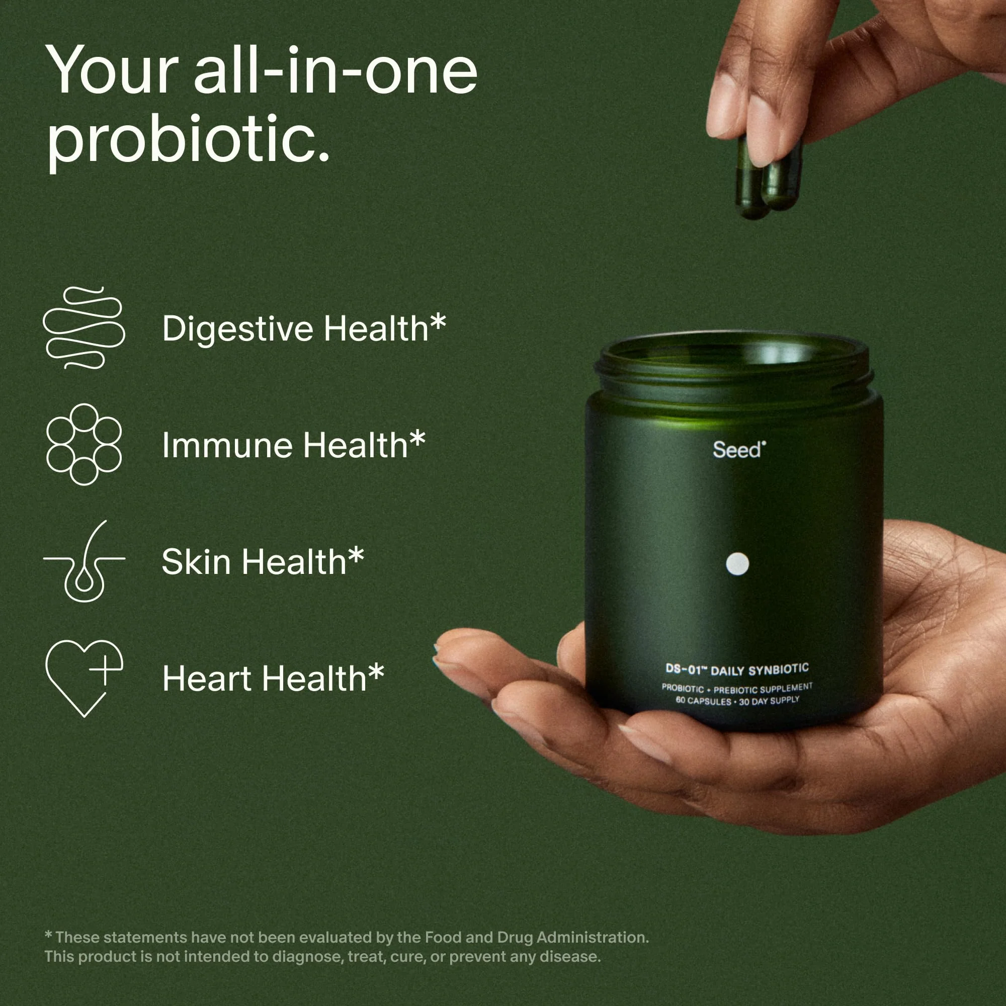 Seed DS-01 Daily Synbiotic - Prebiotic and Probiotic for Women & Men - Digestive Health, Gut Health, Immune Support, Bloating & Constipation Relief - Vegan & Shelf-Stable - 60 Capsules (30-Day Supply) - Image 7