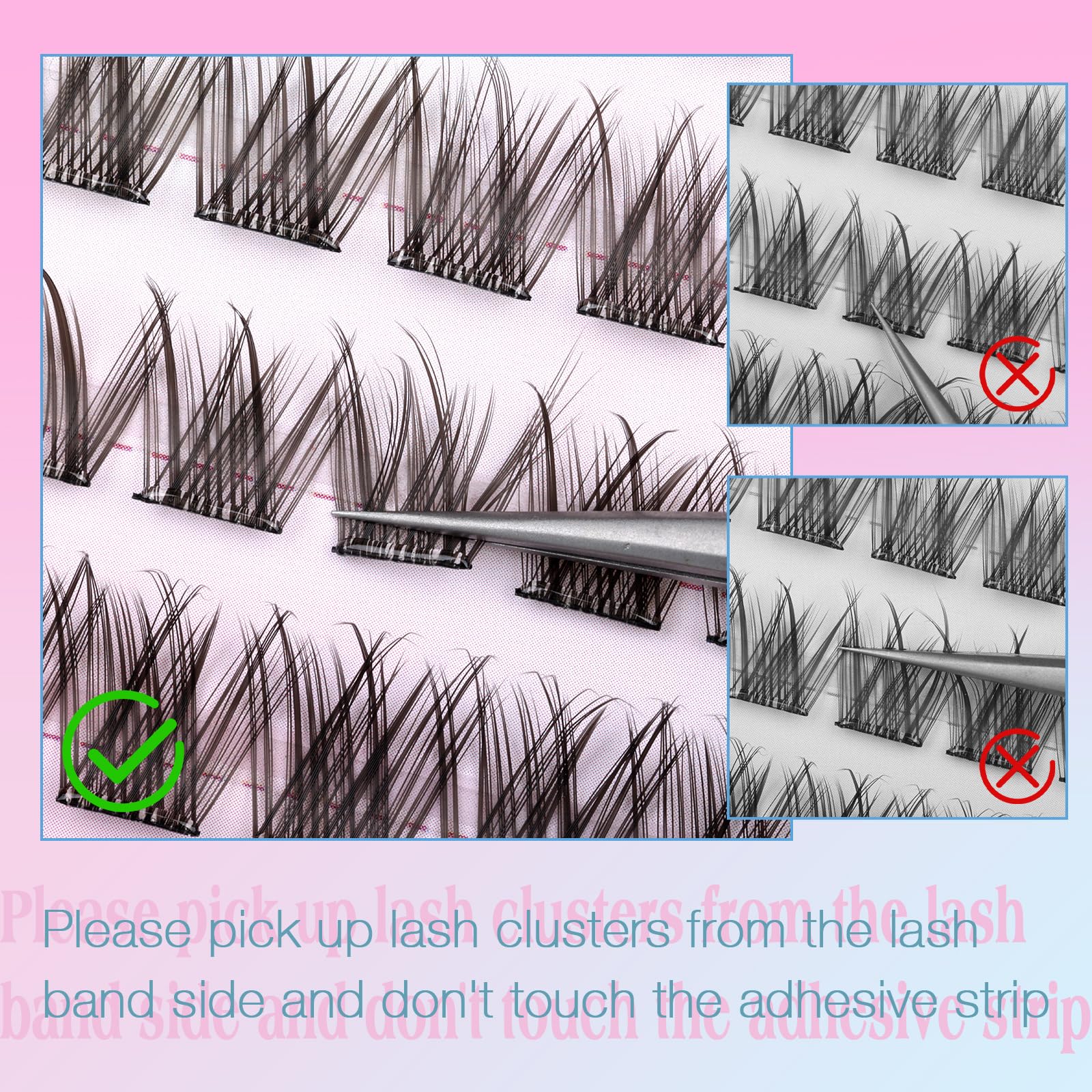 Self Adhesive Eyelashes Natural Self Adhesive Lash Clusters Pre glued Eyelash Clusters zanlufly No Glue Needed Lashes Wispy C-curly Cluster Eyelash extensions 10-16MM Individual Lashes - Image 3
