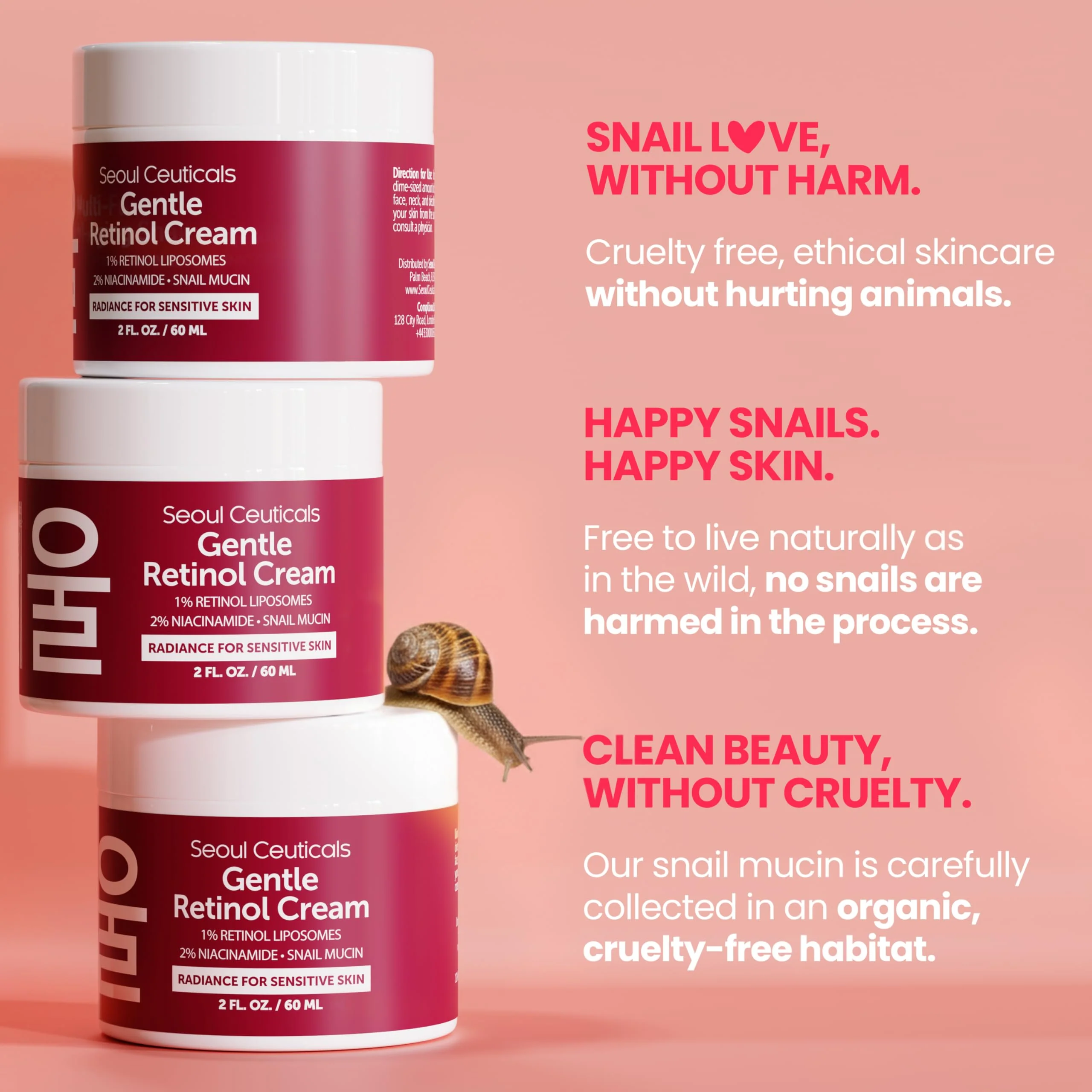 SeoulCeuticals 1% Korean Retinol Night Cream - 97.5% Snail Mucin + 2% Niacinamide Moisturizer for Face - Gentle K Beauty for Sensitive Skin 2oz - Image 5