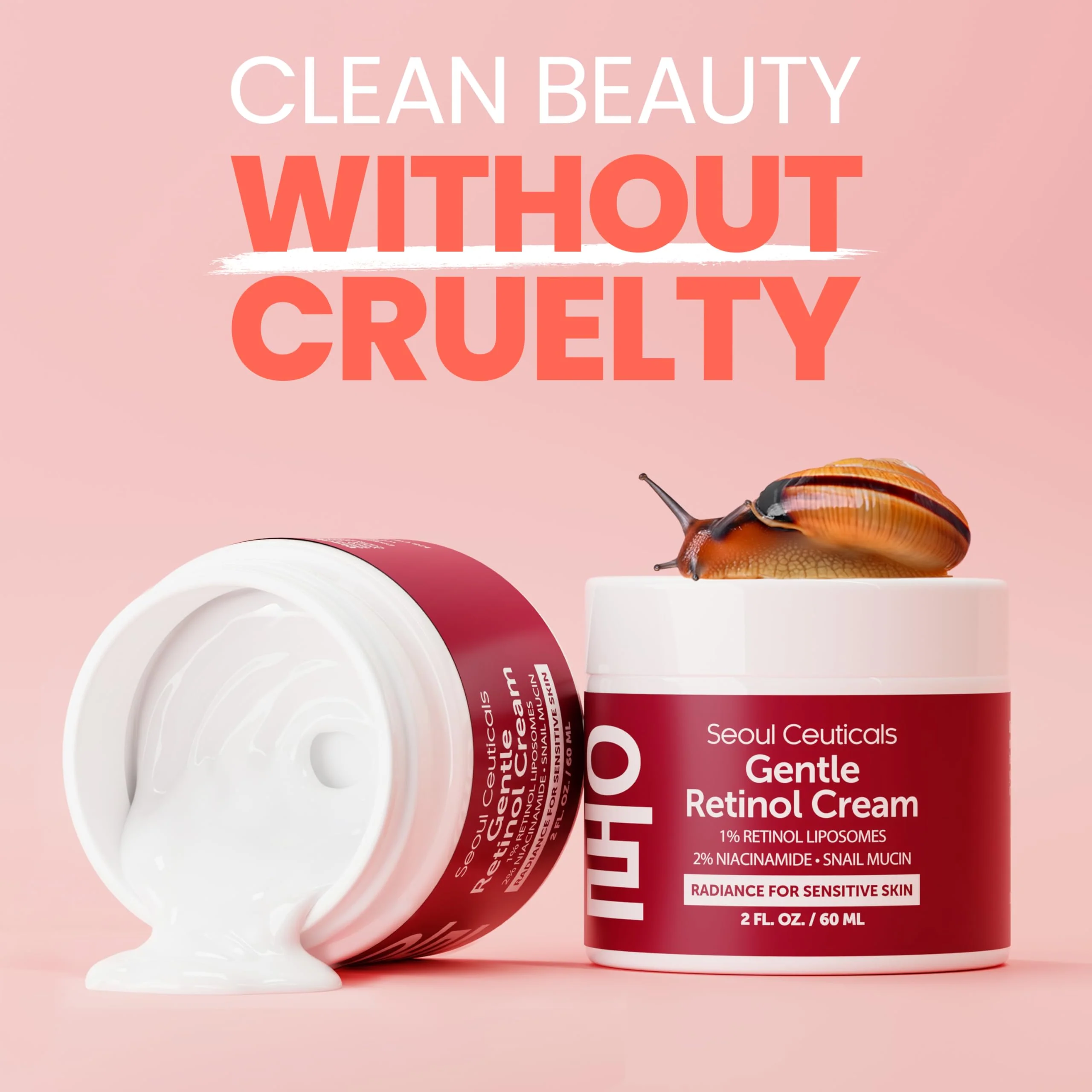 SeoulCeuticals 1% Korean Retinol Night Cream - 97.5% Snail Mucin + 2% Niacinamide Moisturizer for Face - Gentle K Beauty for Sensitive Skin 2oz - Image 6