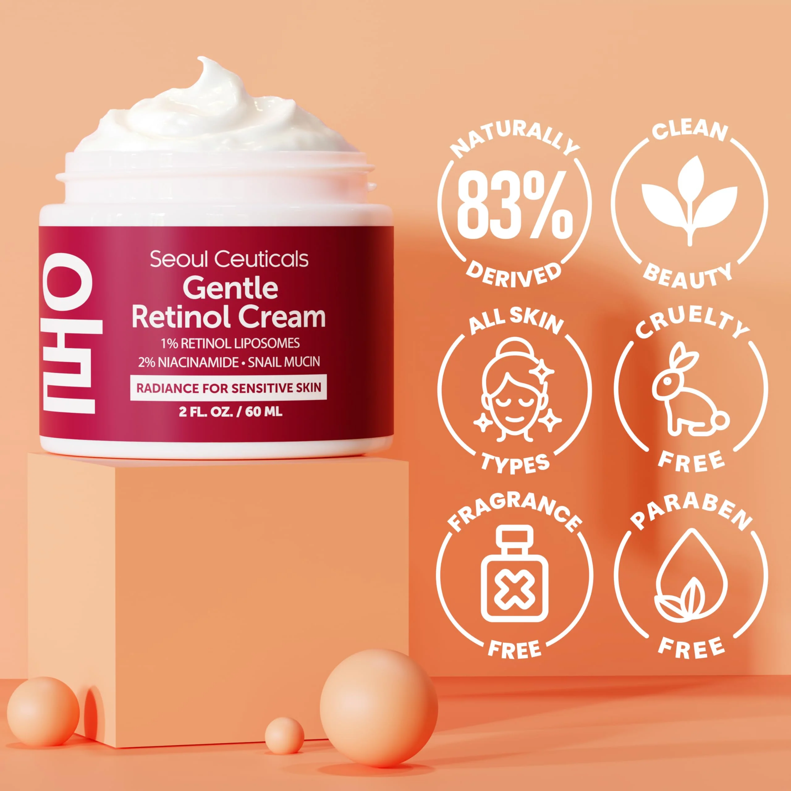 SeoulCeuticals 1% Korean Retinol Night Cream - 97.5% Snail Mucin + 2% Niacinamide Moisturizer for Face - Gentle K Beauty for Sensitive Skin 2oz - Image 7