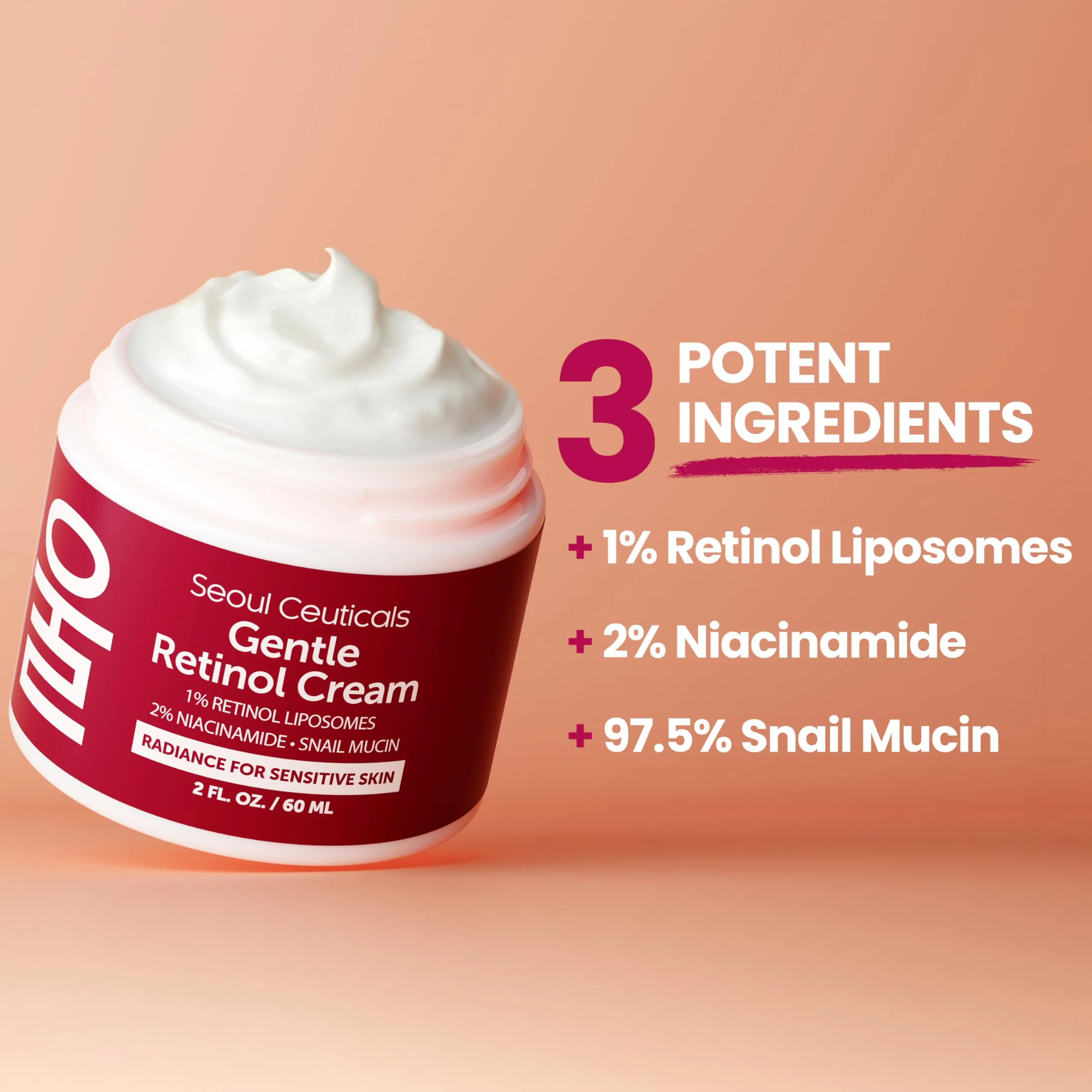 SeoulCeuticals 1% Korean Retinol Night Cream - 97.5% Snail Mucin + 2% Niacinamide Moisturizer for Face - Gentle K Beauty for Sensitive Skin 2oz - Image 8