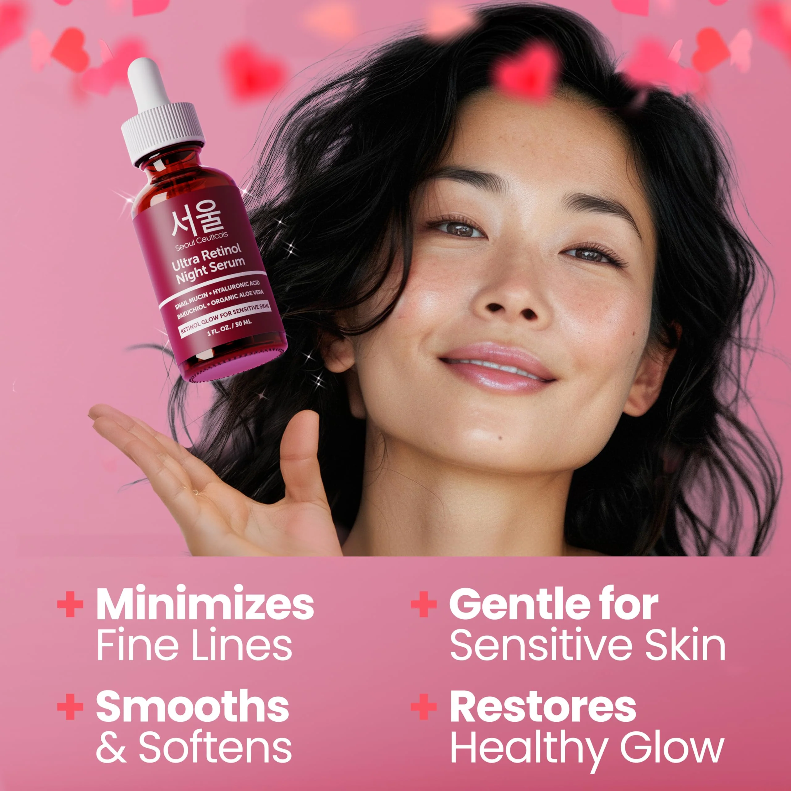 SeoulCeuticals 1% Korean Retinol Night Serum for Face - 97.5% Snail Mucin + Hyaluronic Acid + Bakuchiol, Cruelty Free K Beauty for Sensitive Skin 1oz - Image 9