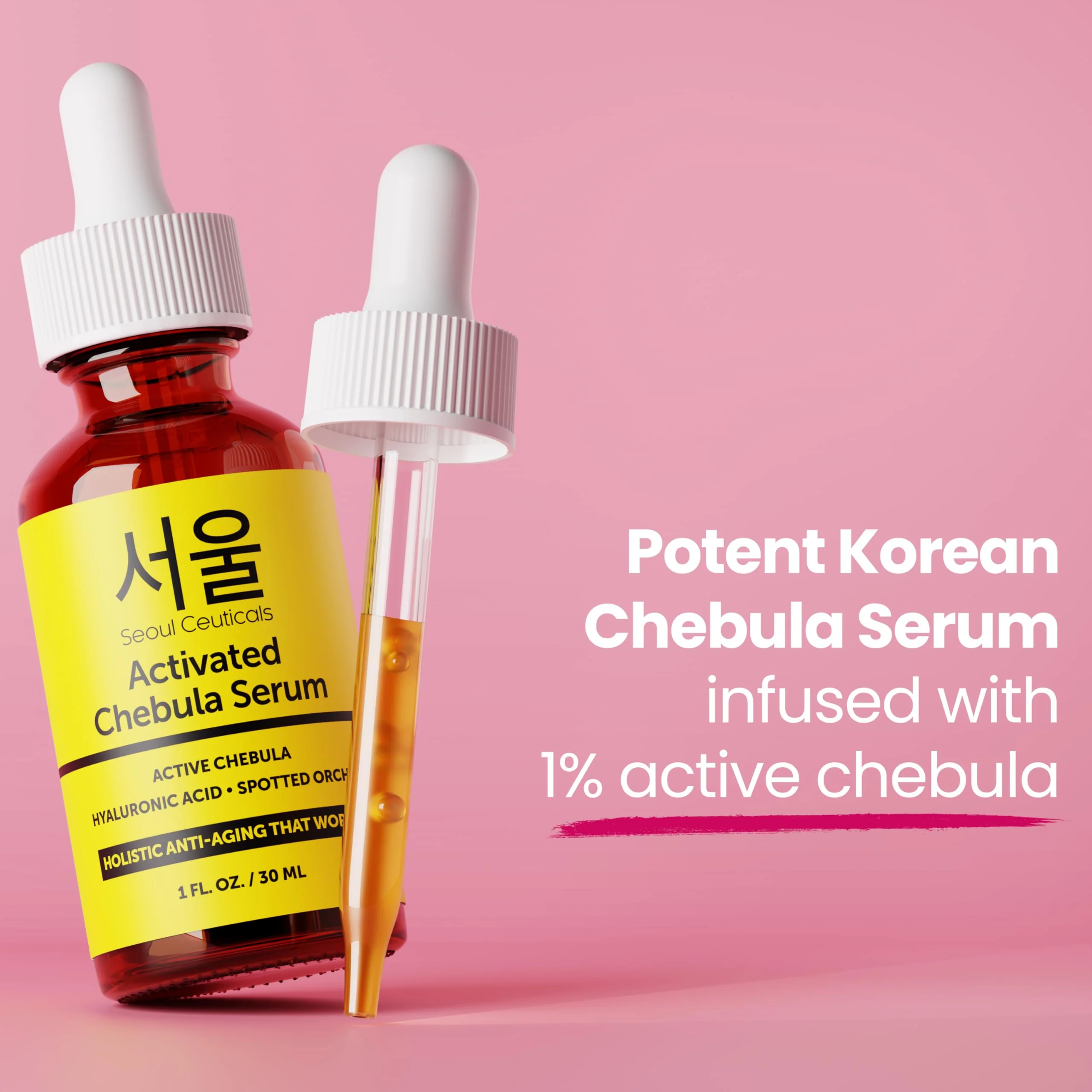 SeoulCeuticals Chebula Active Serum for Face - Korean Skin Care Anti Aging Natural K Beauty Skincare With Hyaluronic Acid + Spotted Orchid for Healthy, Youthful Glowing Skin 1oz - Image 6