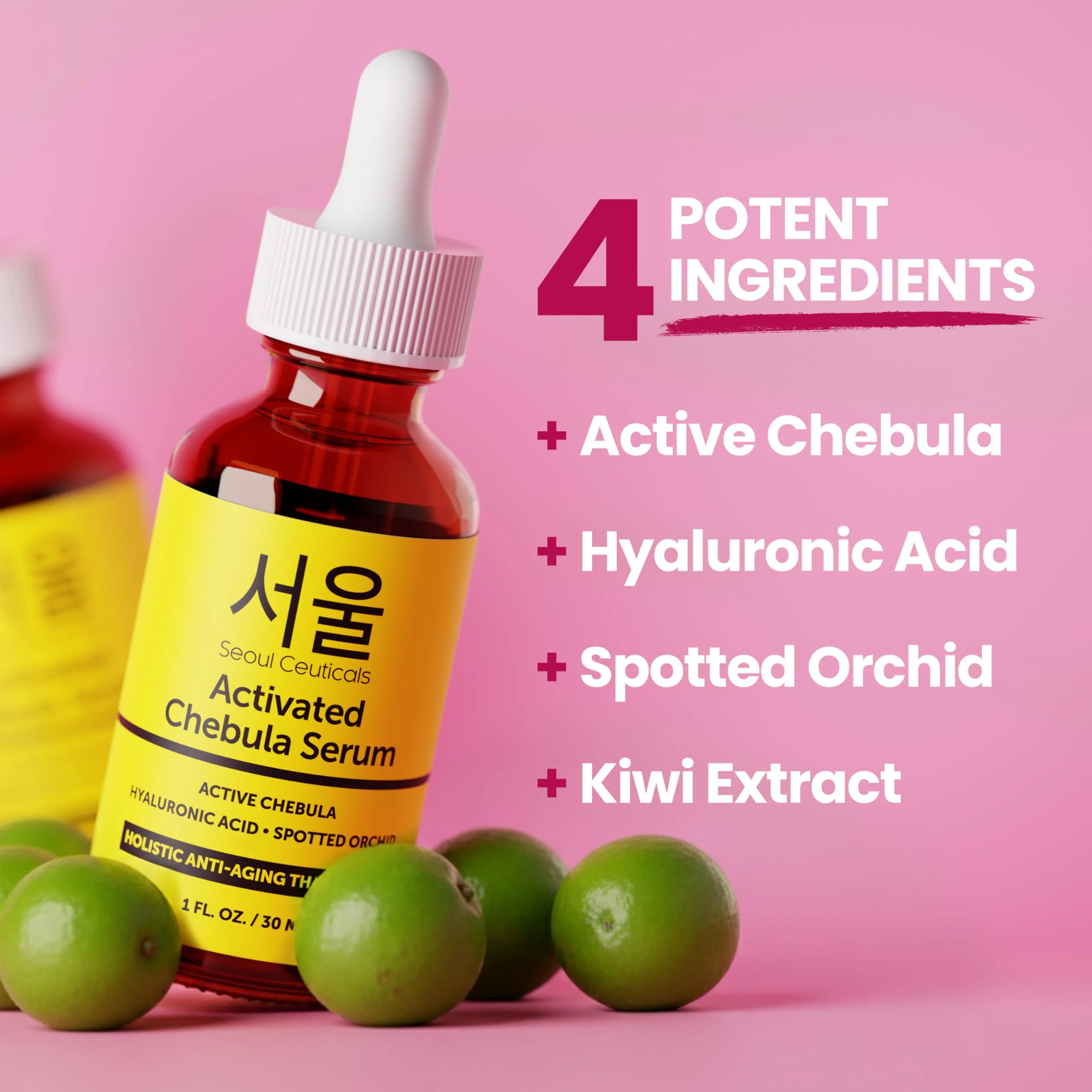 SeoulCeuticals Chebula Active Serum for Face - Korean Skin Care Anti Aging Natural K Beauty Skincare With Hyaluronic Acid + Spotted Orchid for Healthy, Youthful Glowing Skin 1oz - Image 9