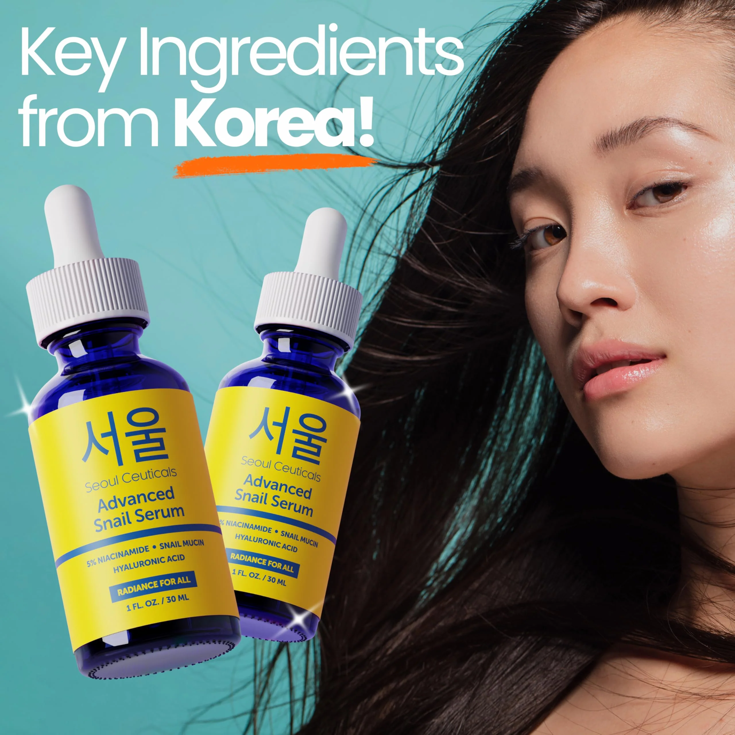 SeoulCeuticals Korean 5% Niacinamide + Snail Mucin 97.5% Essence Serum + Hyaluronic Acid, Cruelty Free Korean Skin Care, Natural & Organic Anti Aging Face Serum for Dull Skin, K Beauty 1oz - Image 3