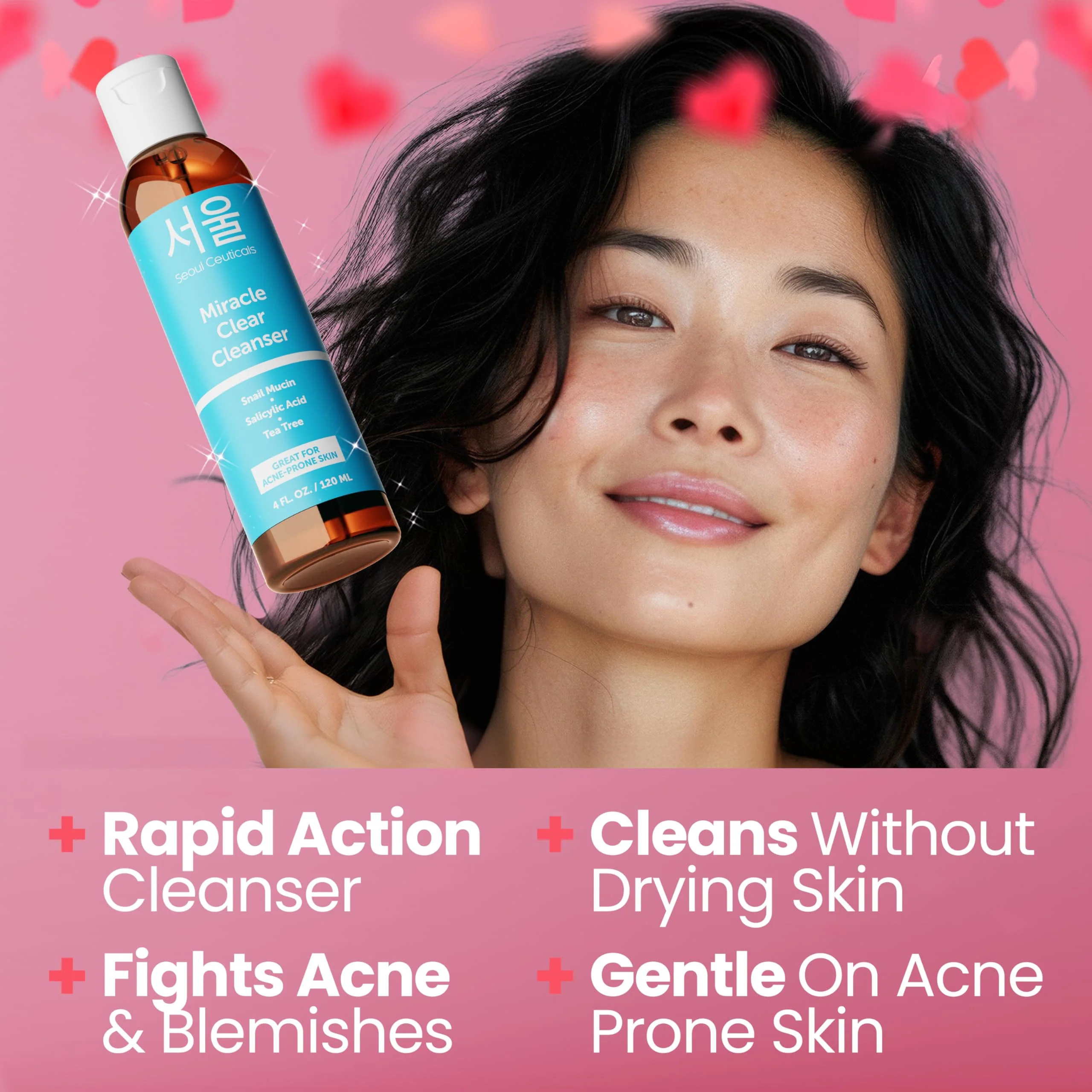 SeoulCeuticals Korean Acne Snail Cleanser Face Wash - Snail Mucin, Salicylic Acid & Tea Tree Acne Treatment for Sensitive Skin & K Beauty Glow 4oz - Image 6