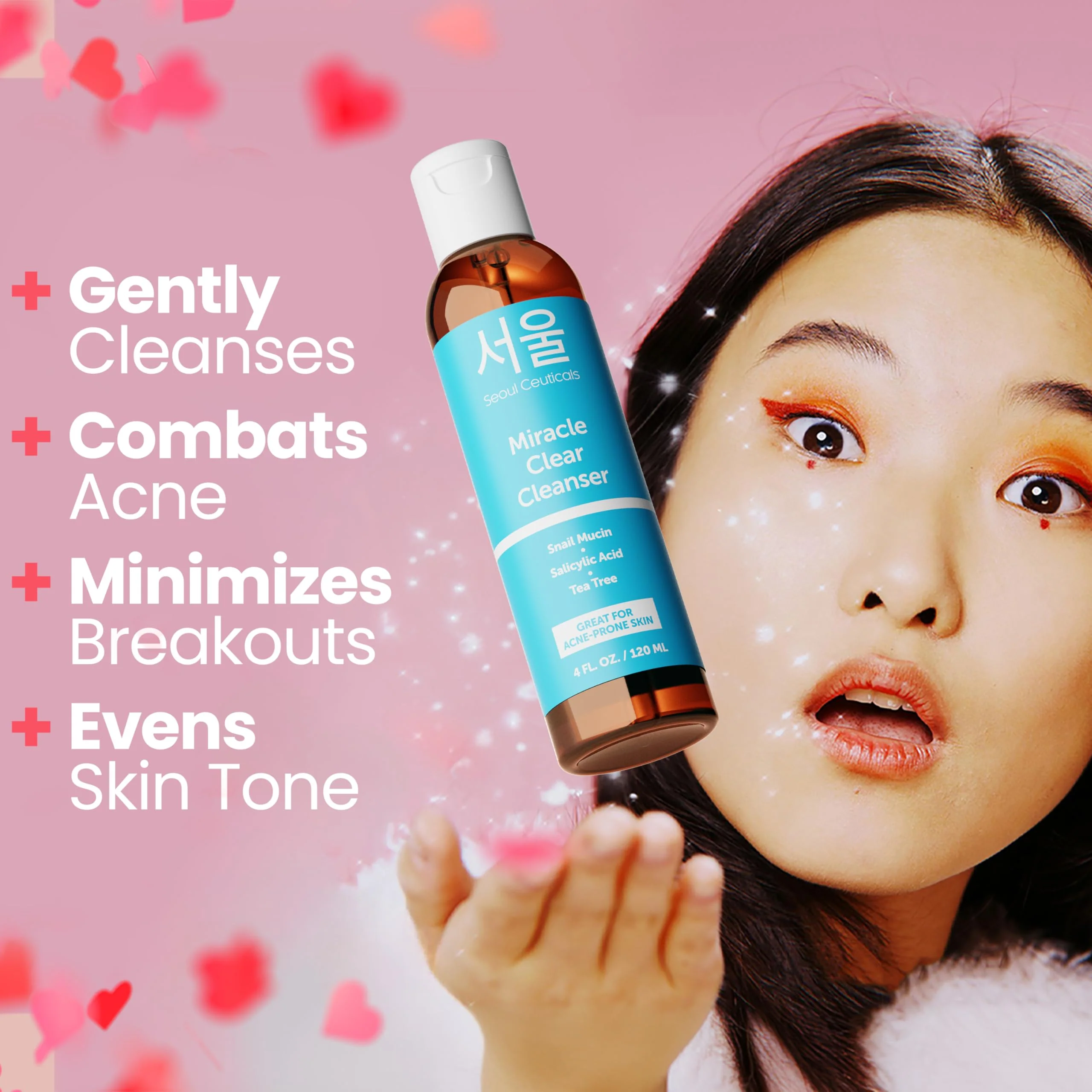 SeoulCeuticals Korean Acne Snail Cleanser Face Wash - Snail Mucin, Salicylic Acid & Tea Tree Acne Treatment for Sensitive Skin & K Beauty Glow 4oz - Image 8